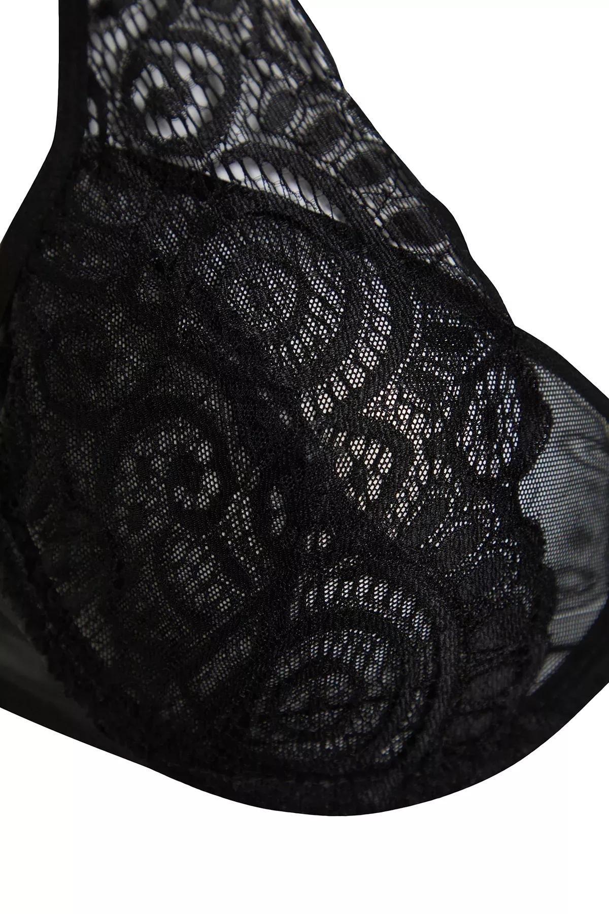 Black Lace Detailed Bra, , large image number 6