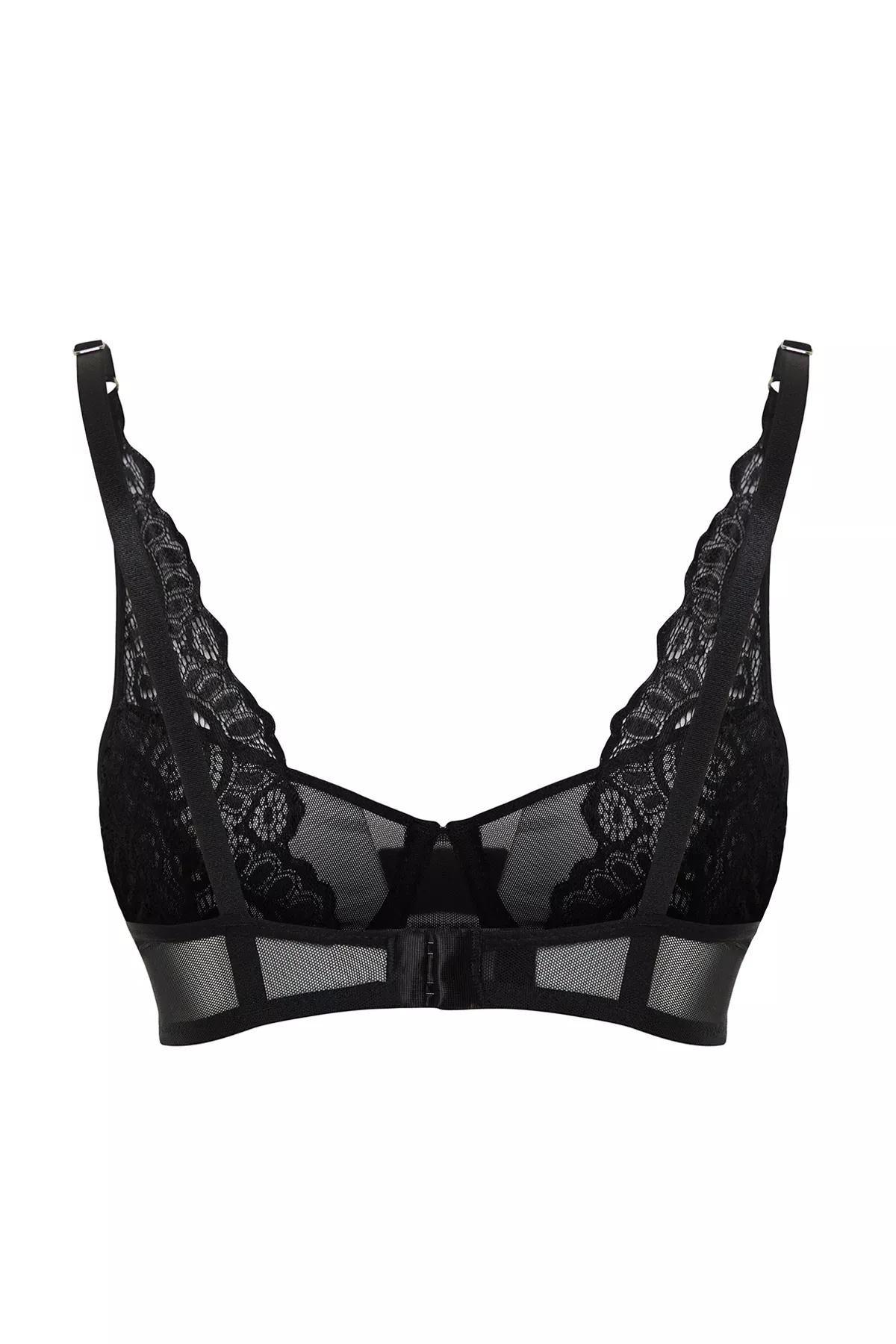 Black Lace Detailed Bra, , large image number 7