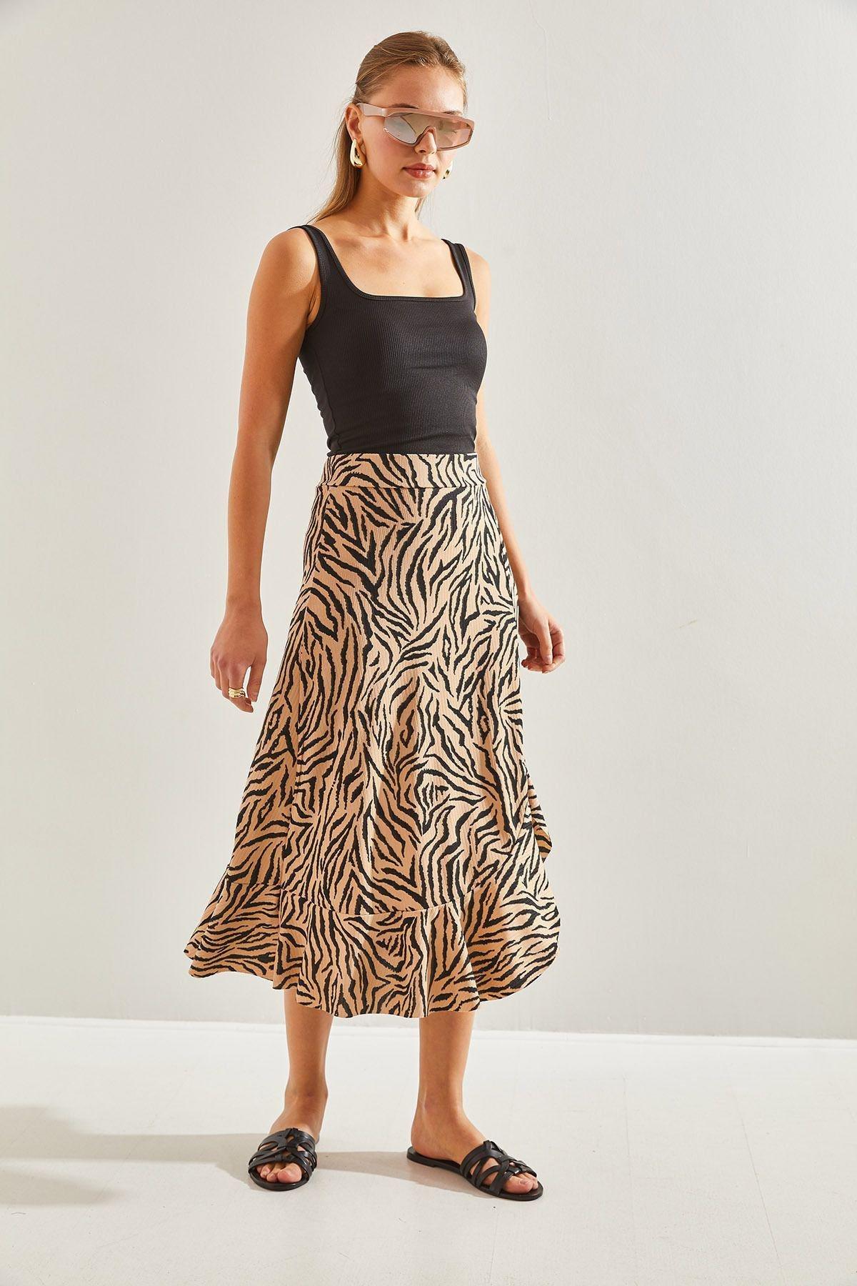 Multicolour Zebra Pattern Skirt, , large image number 1