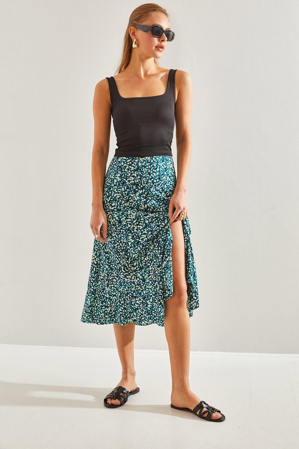 Green Pattern Skirt, , large image number 0