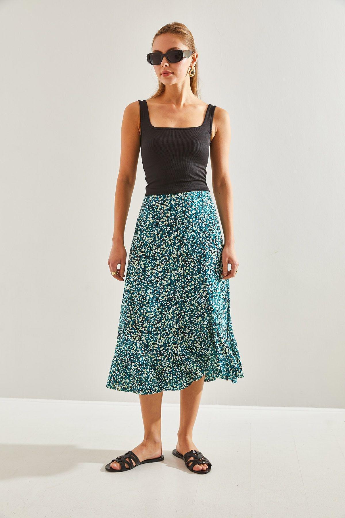 Green Pattern Skirt, , large image number 1