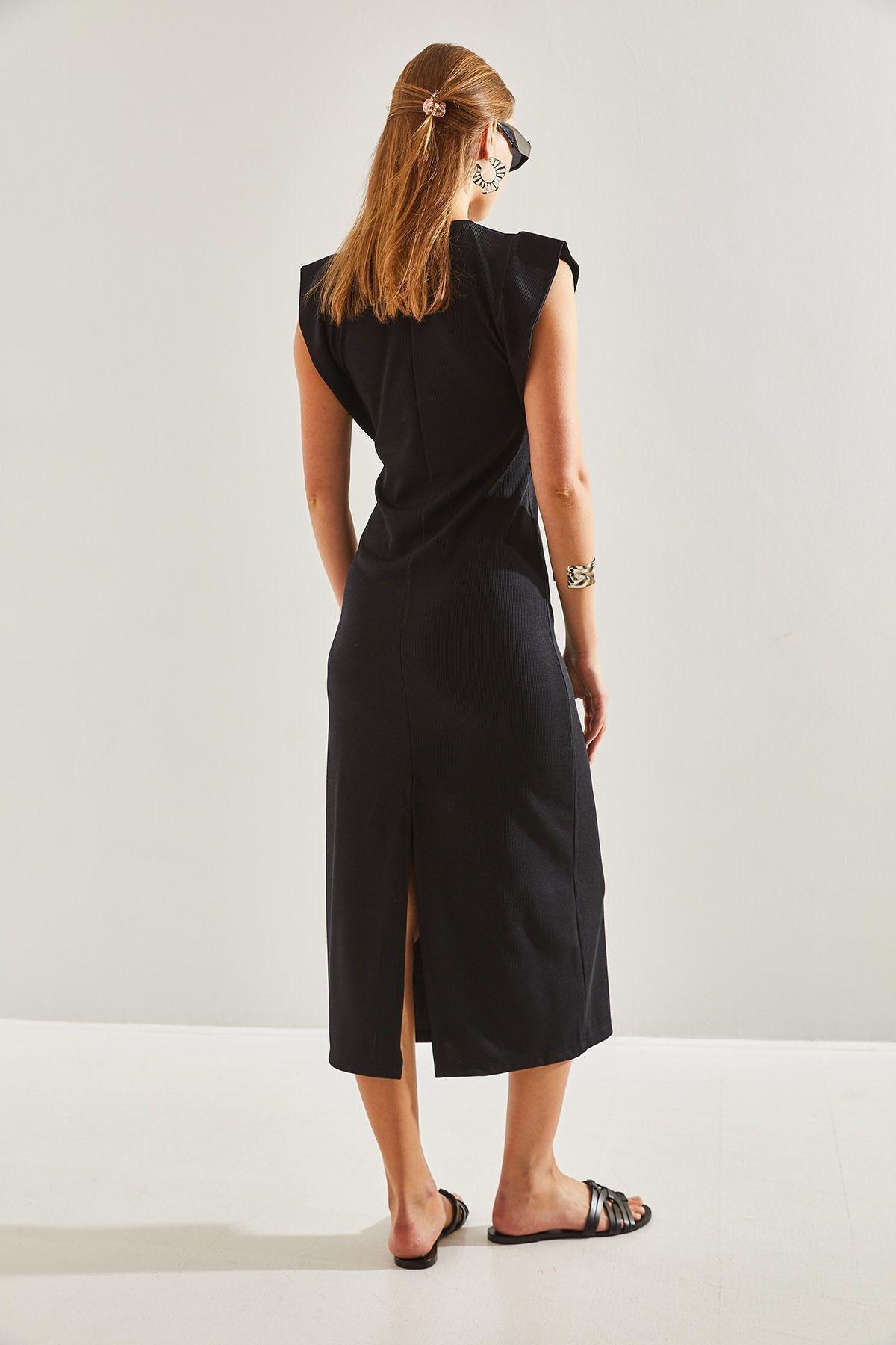 Black Plain Bat Sleeve Dress, C101_5720, large image number 6