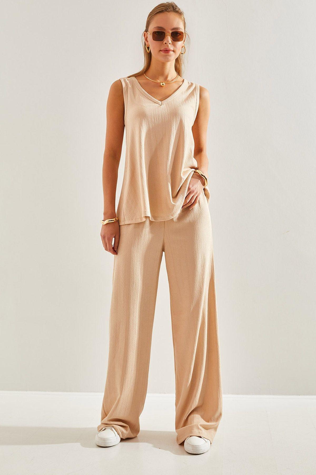 Beige Plain Co-Ord Set, STONE, large image number 0