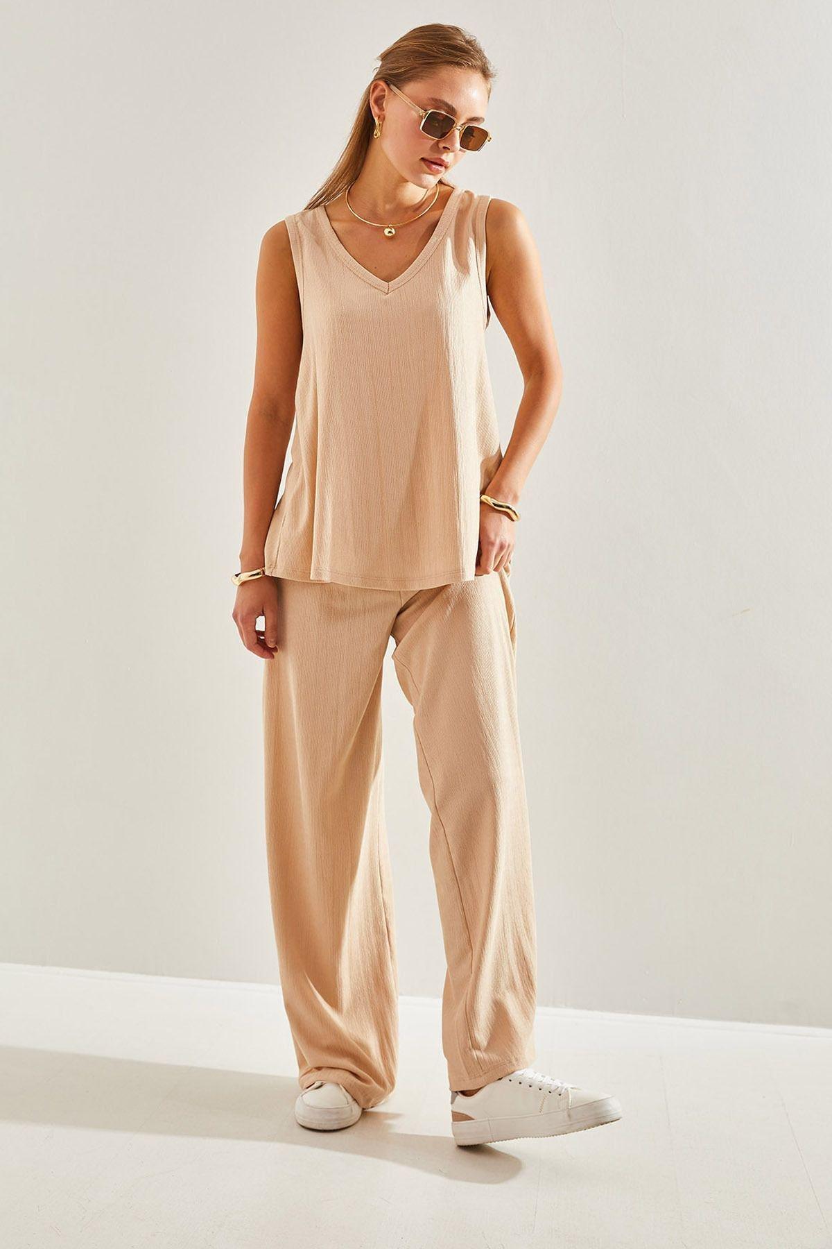 Beige Plain Co-Ord Set, STONE, large image number 1