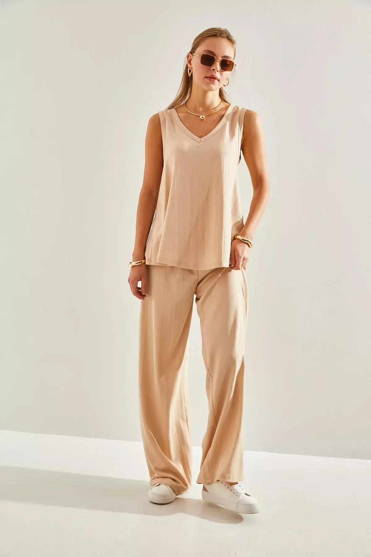 Beige Plain Co-Ord Set, STONE, large image number 1