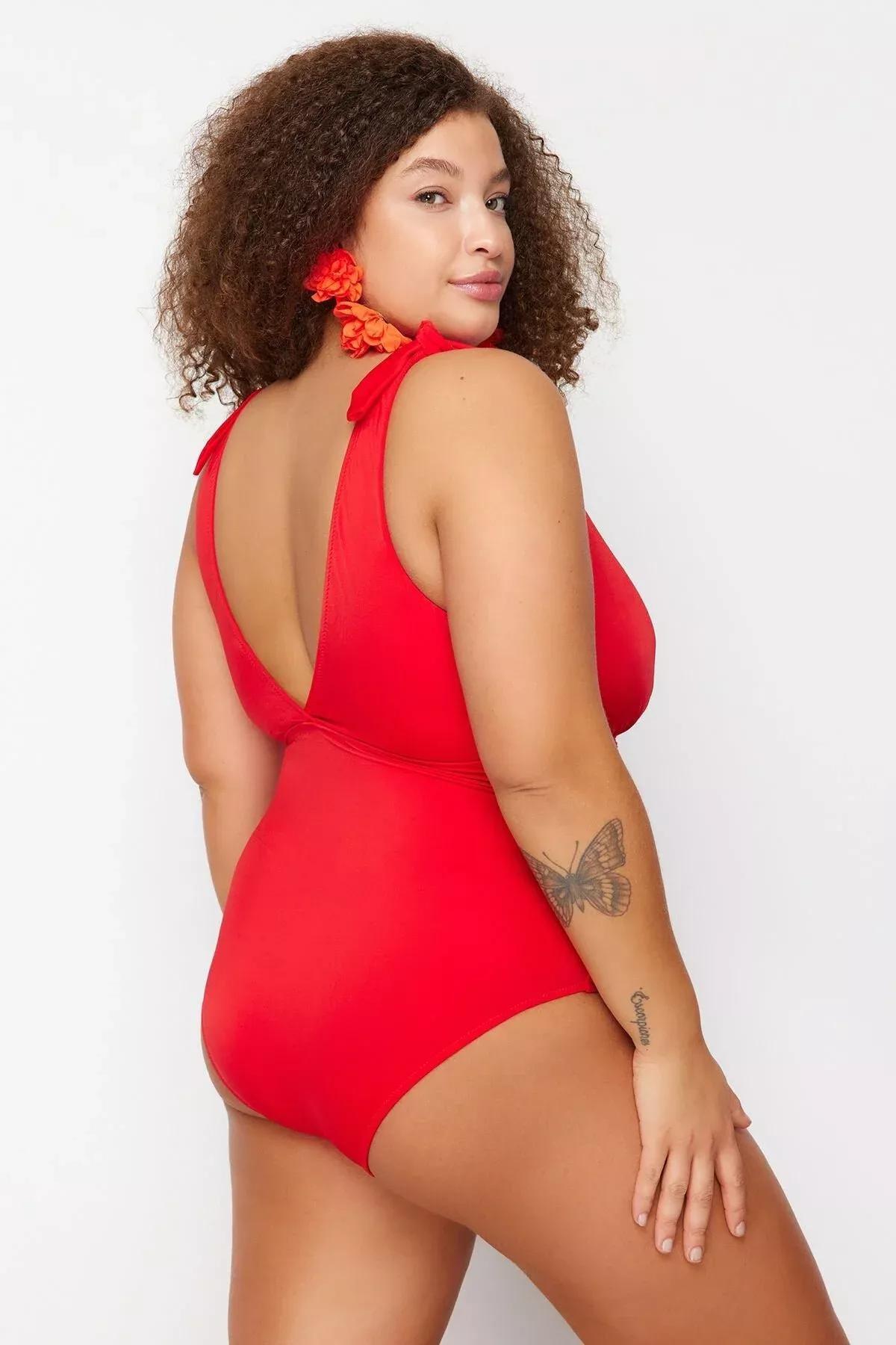 Red Belted Swimsuit, Red, large image number 5