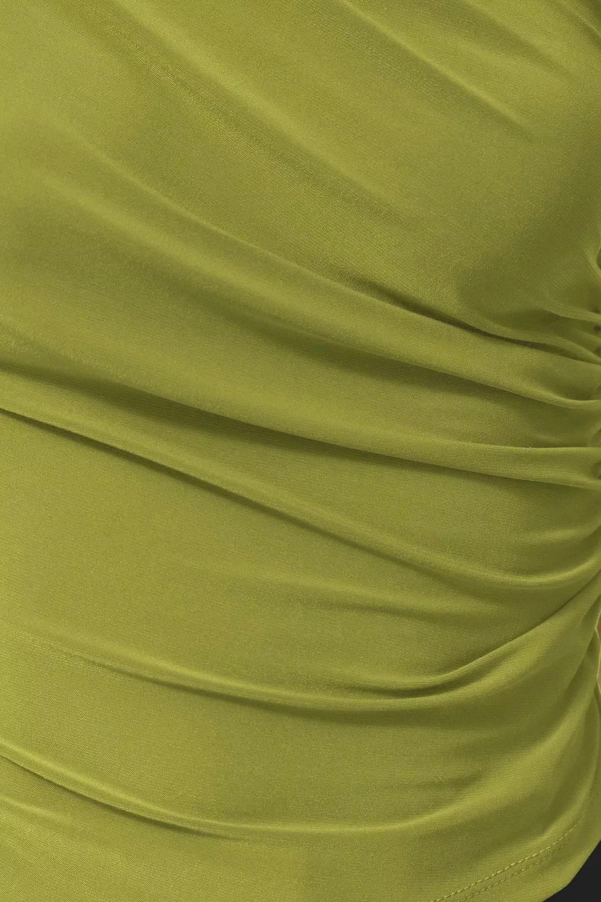 Apple Green Gathered Flexible Blouse, , large image number 3