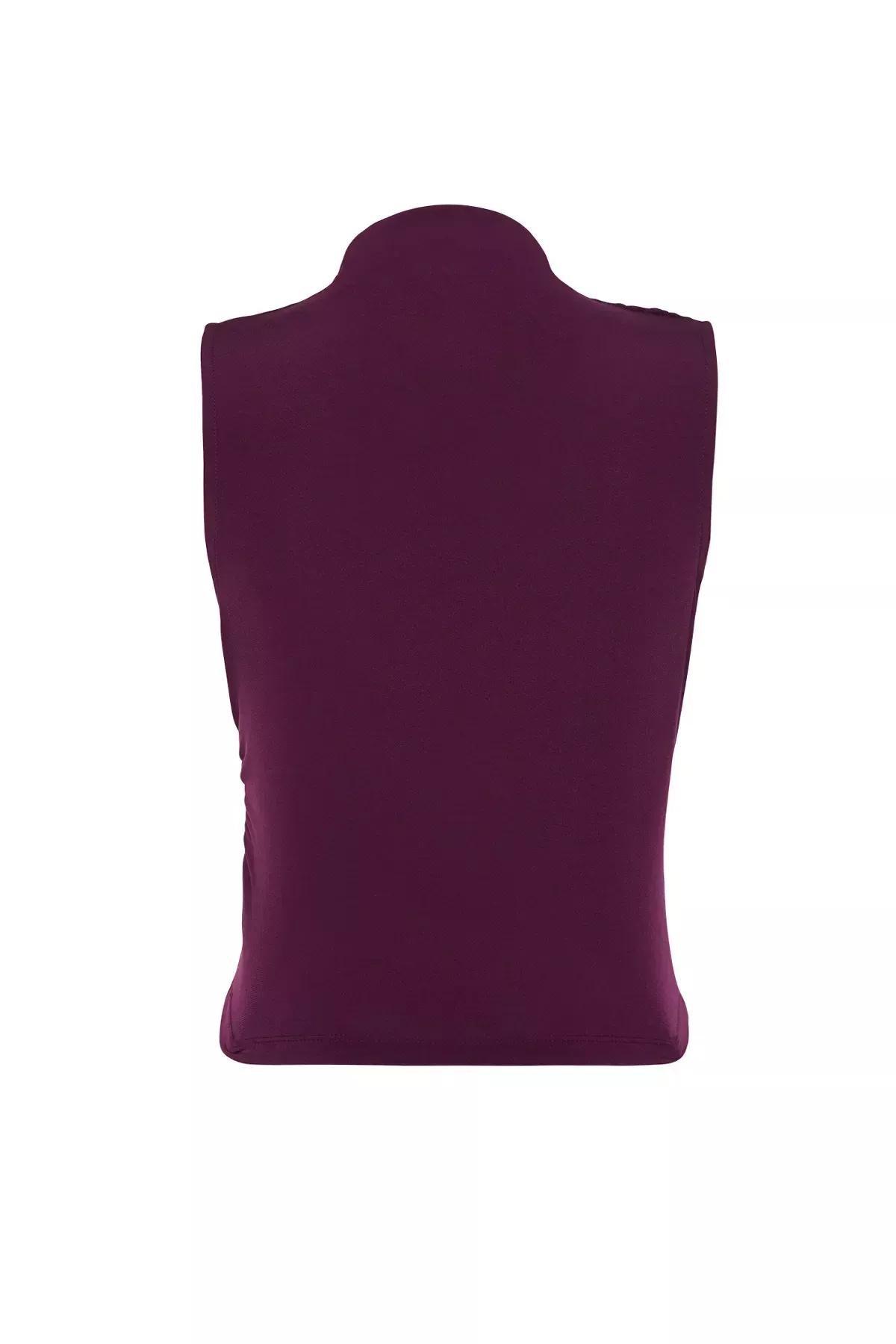 Purple Ruched Casual Blouse, Plum, large image number 5