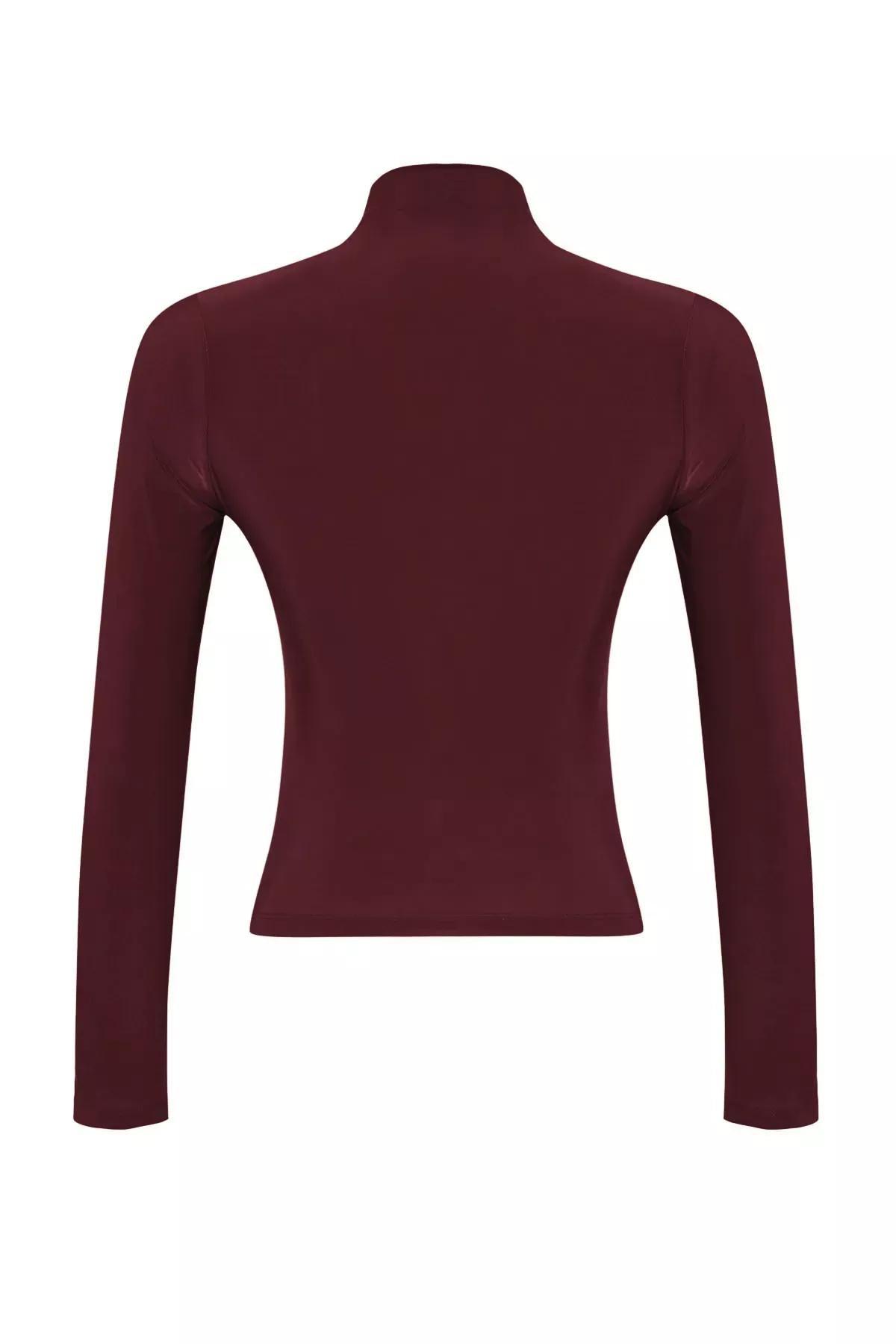 Brown Pleated Square Neck Blouse, Brown, large image number 5