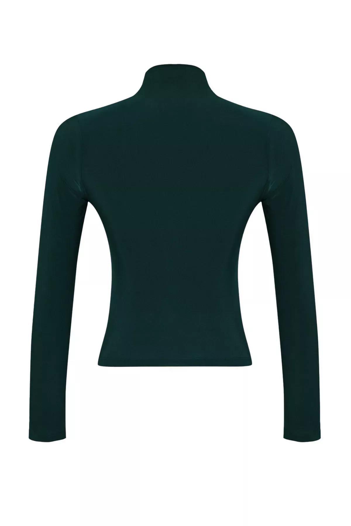 بلوزة بياقة بطيّات، أخضر, Emerald, large image number 5