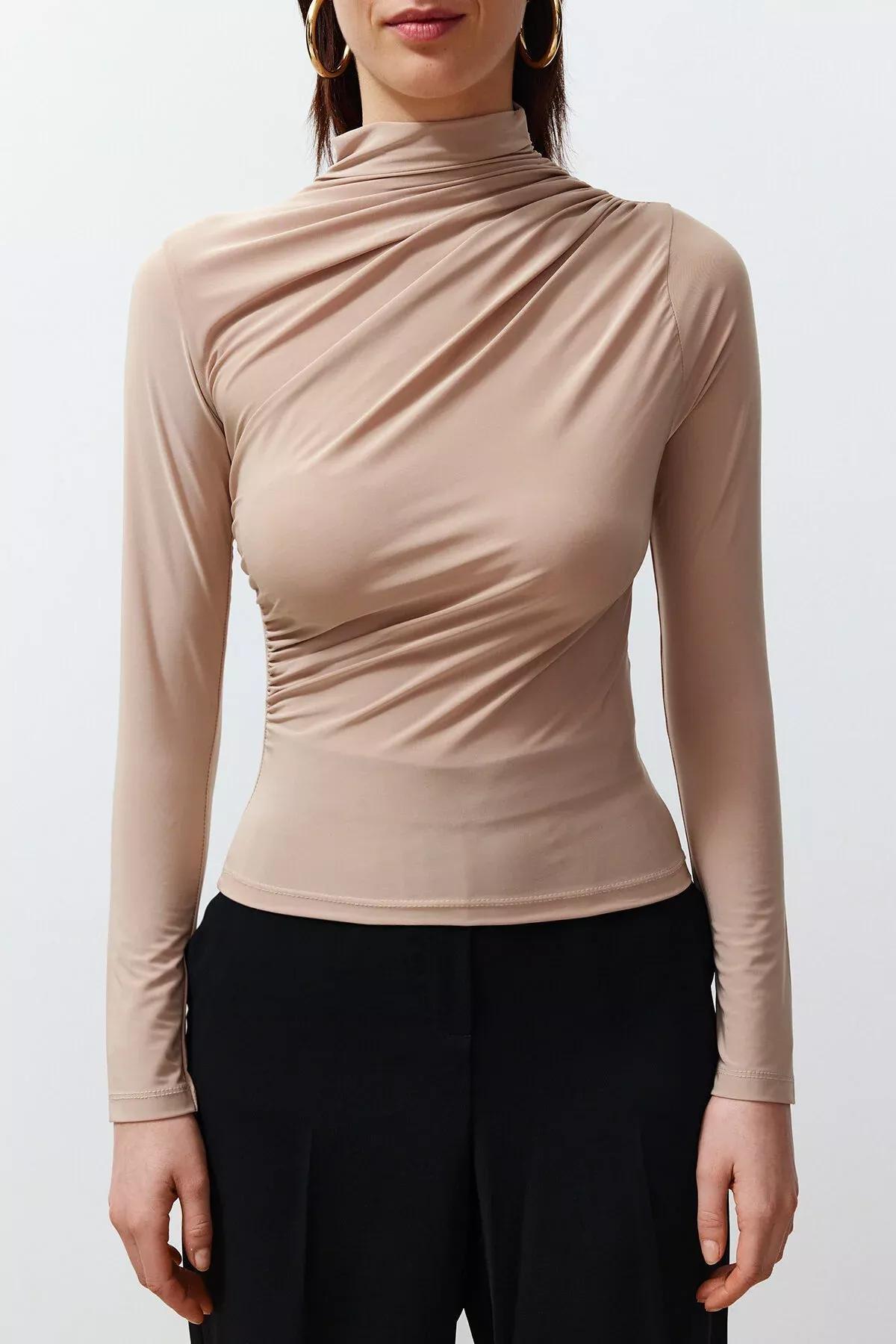Beige Fitted Blouse, STONE, large image number 3