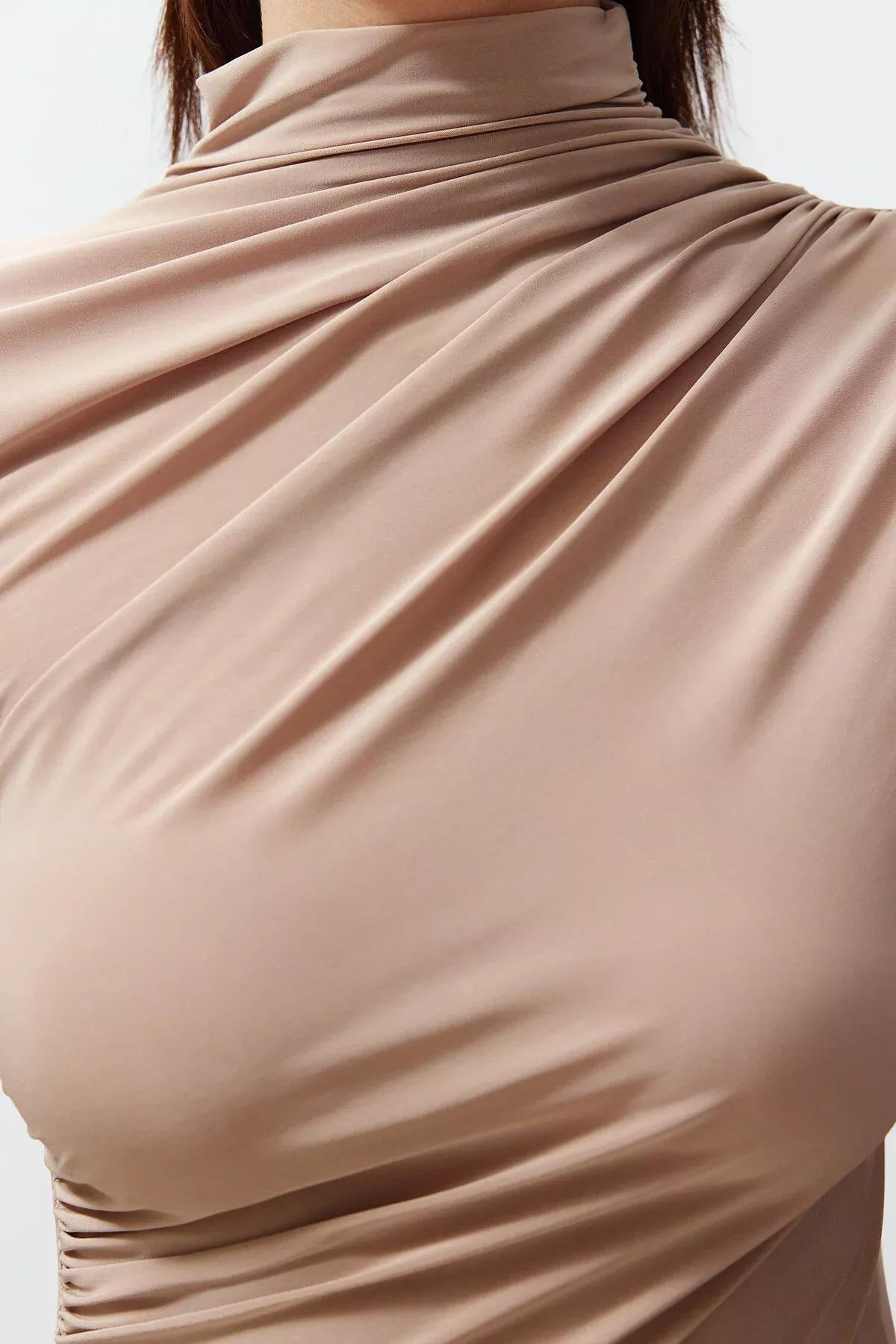 Beige Fitted Blouse, STONE, large image number 4