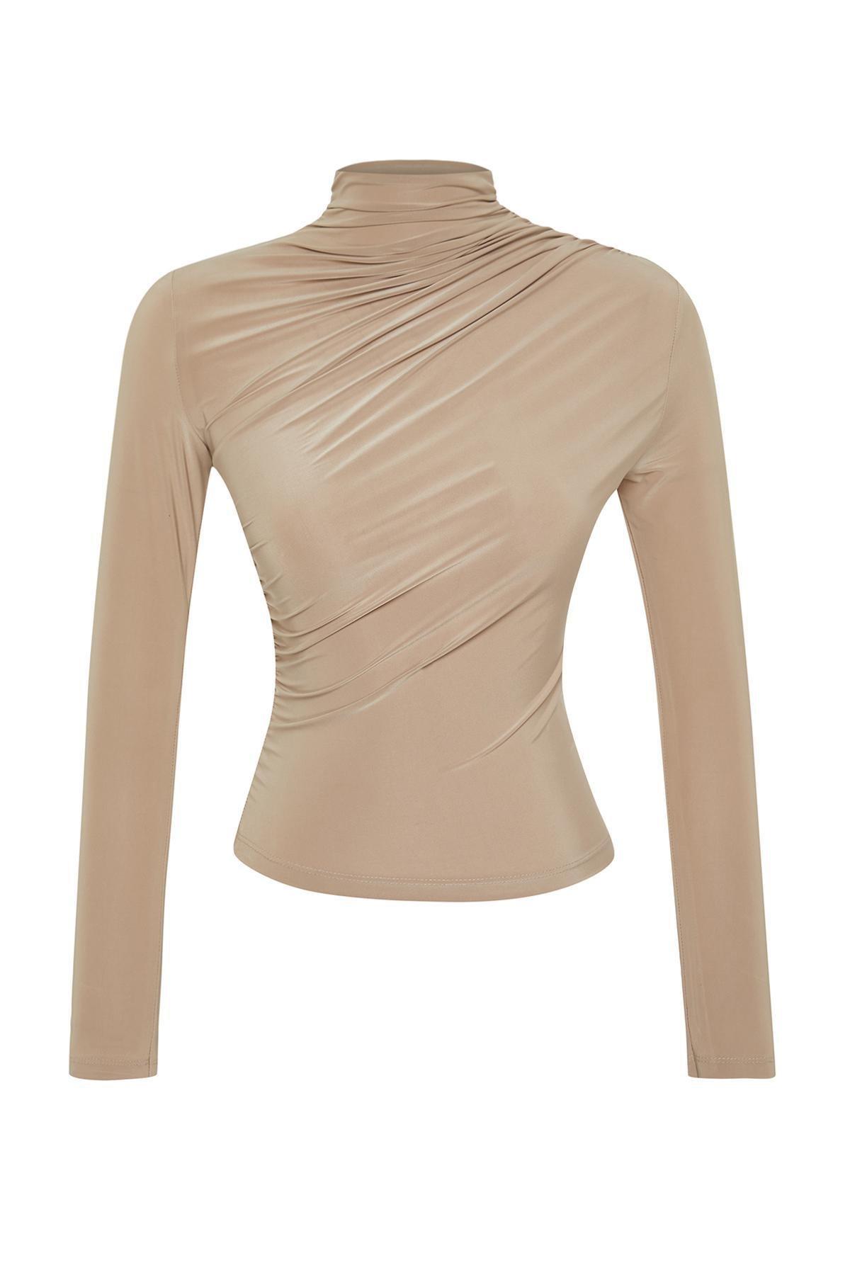 Beige Fitted Blouse, , large image number 5