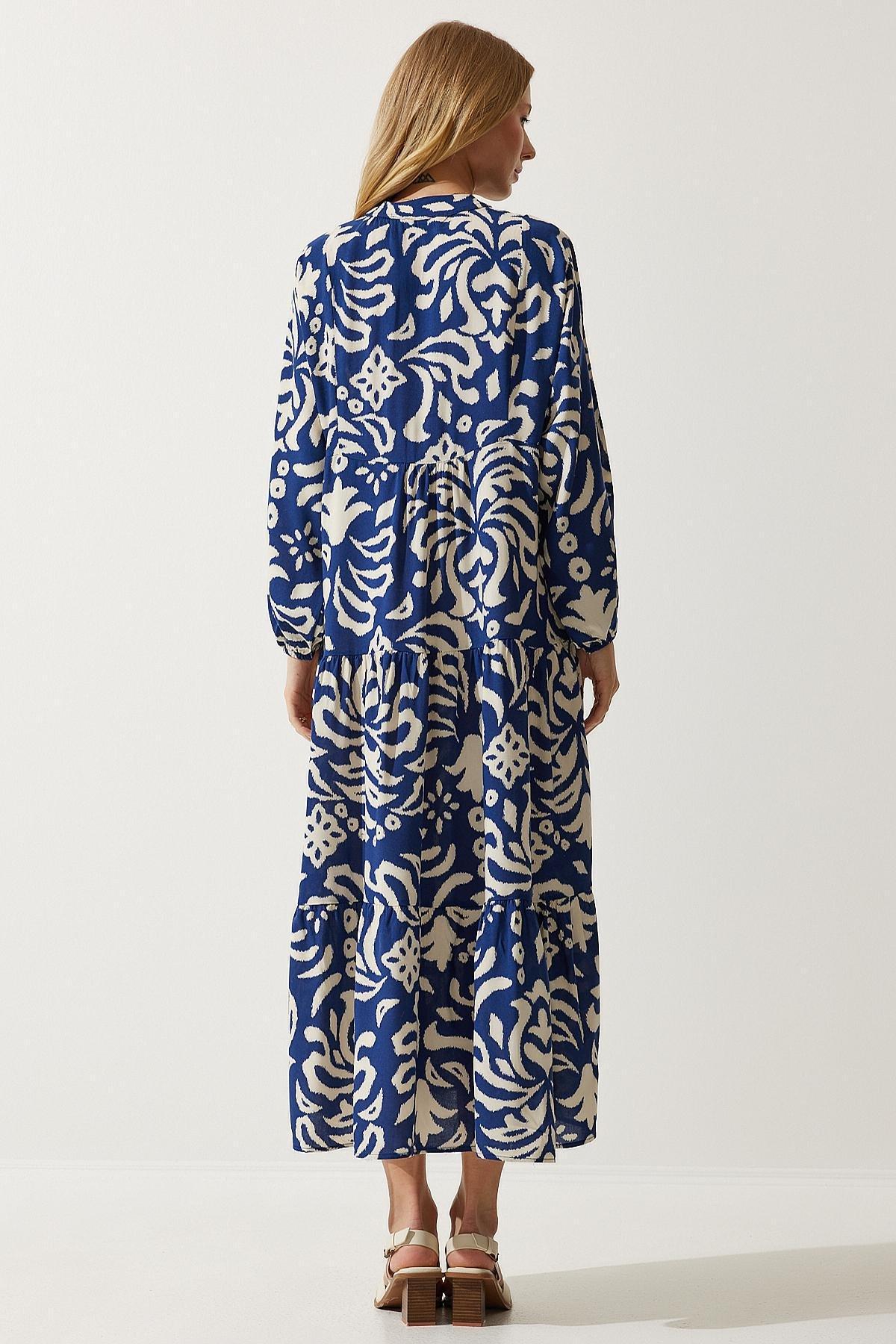 Navy Abstract Bohemian Maxi Dress, , large image number 5