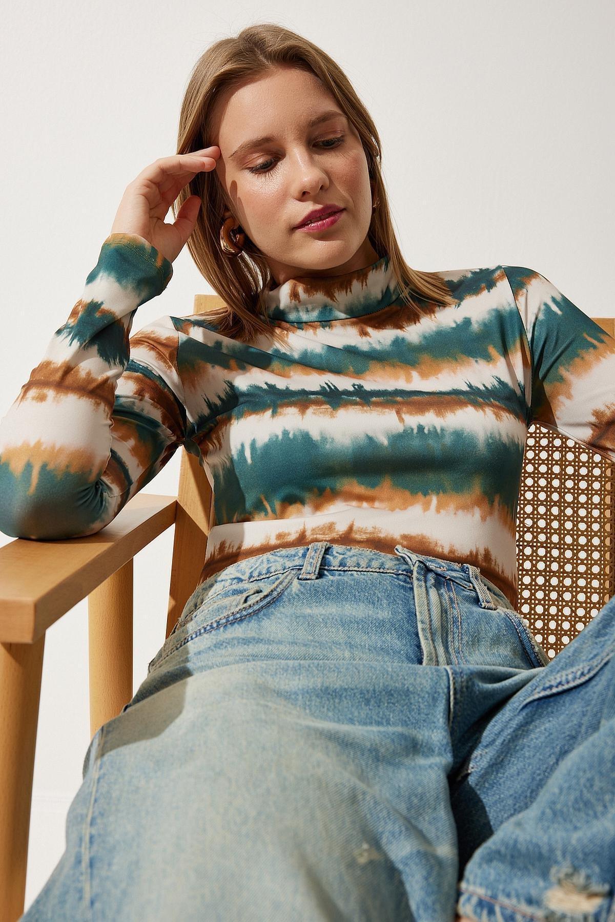 Multicolour Patterned Cropped Blouse, C101_5040, large image number 1