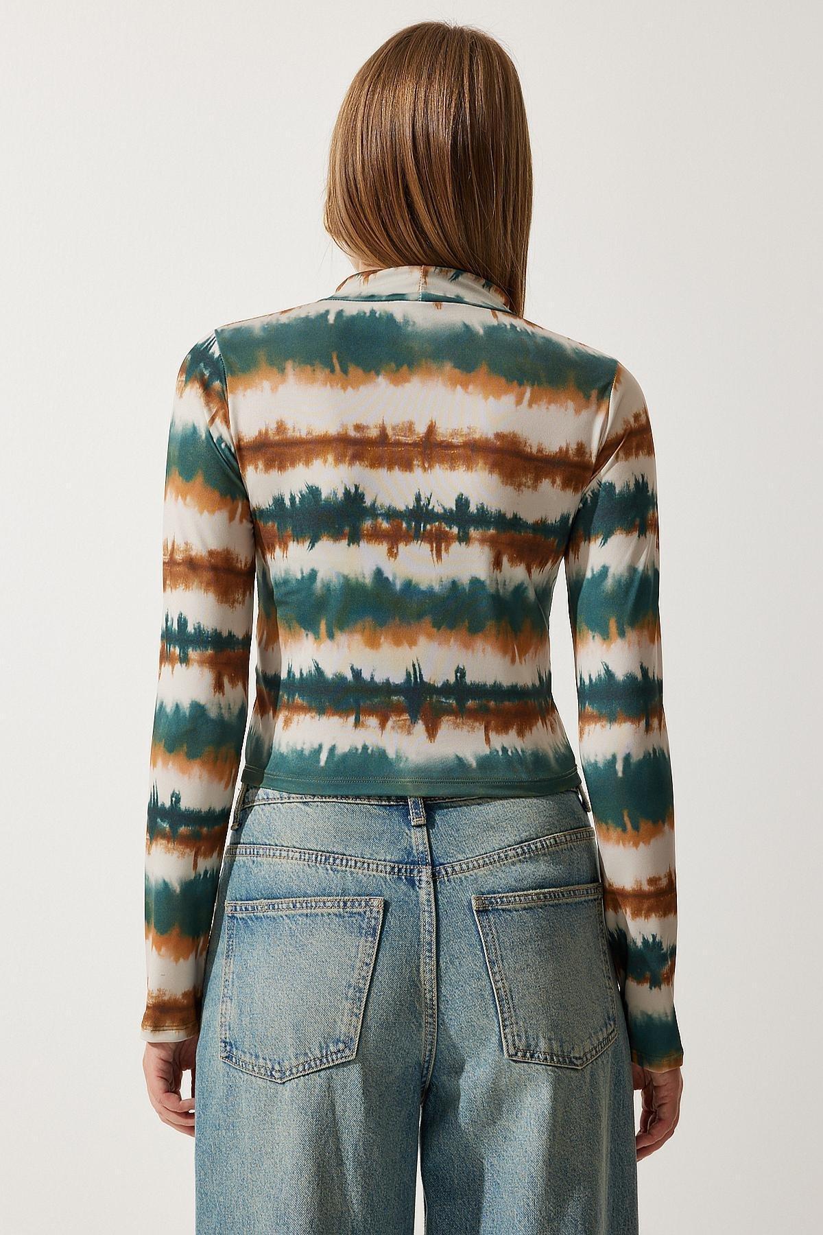 Multicolour Patterned Cropped Blouse, C101_5040, large image number 3