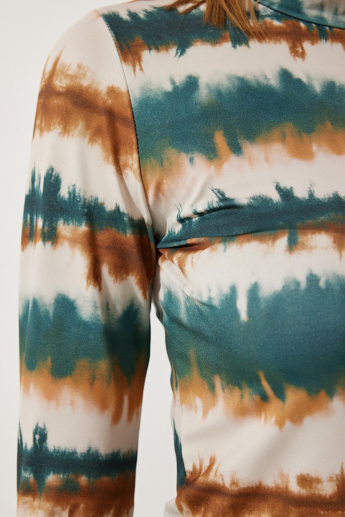 Multicolour Patterned Cropped Blouse, C101_5040, large image number 4