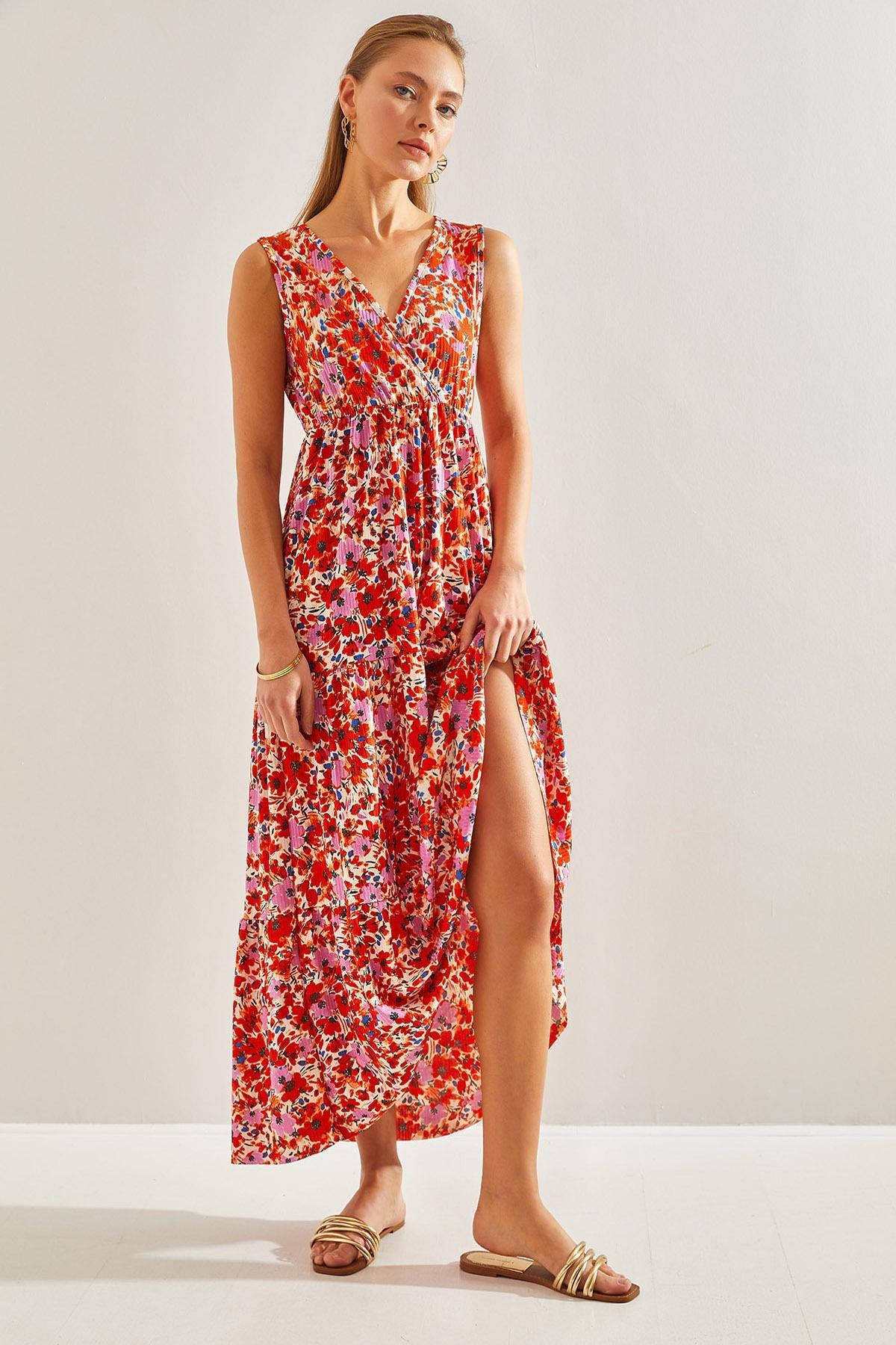 Multicolour Double-Breasted Floral Pattern Dress, C101_5710, large image number 0