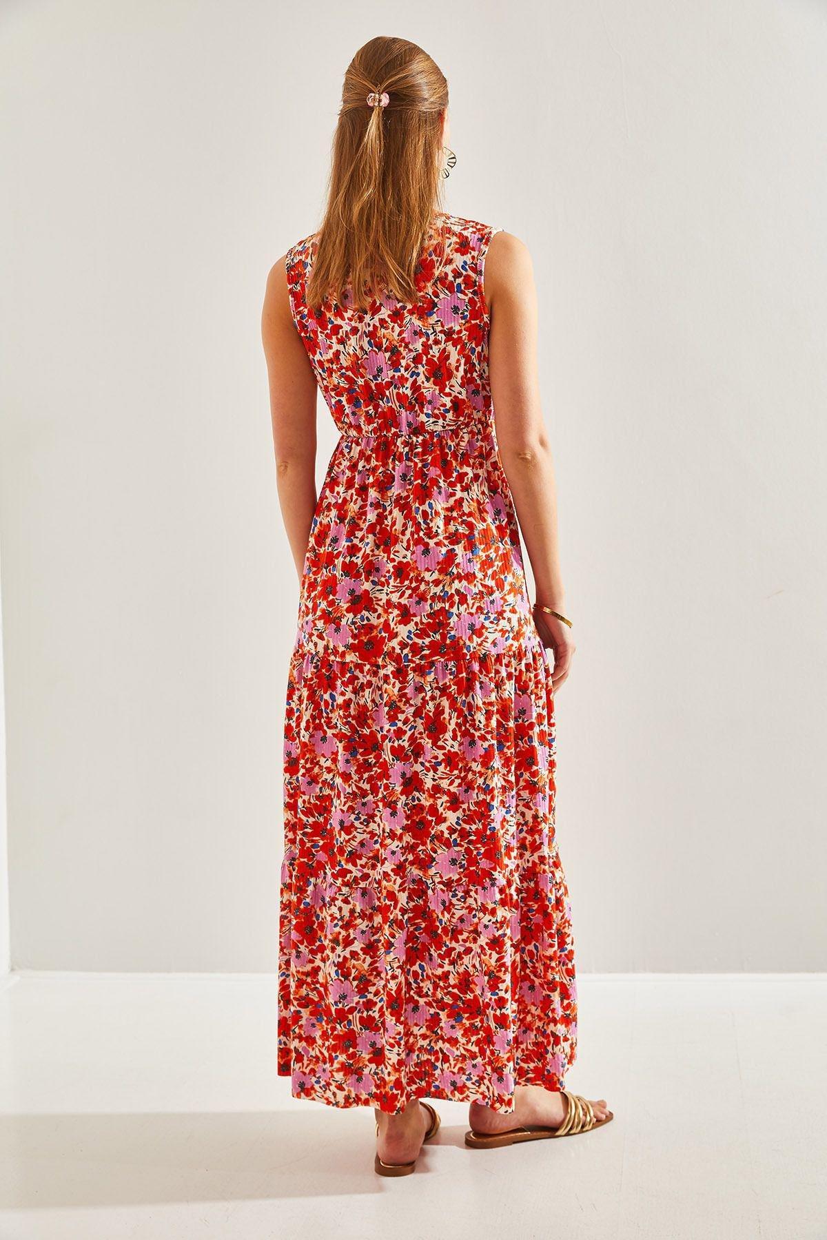 Multicolour Double-Breasted Floral Pattern Dress, C101_5710, large image number 1