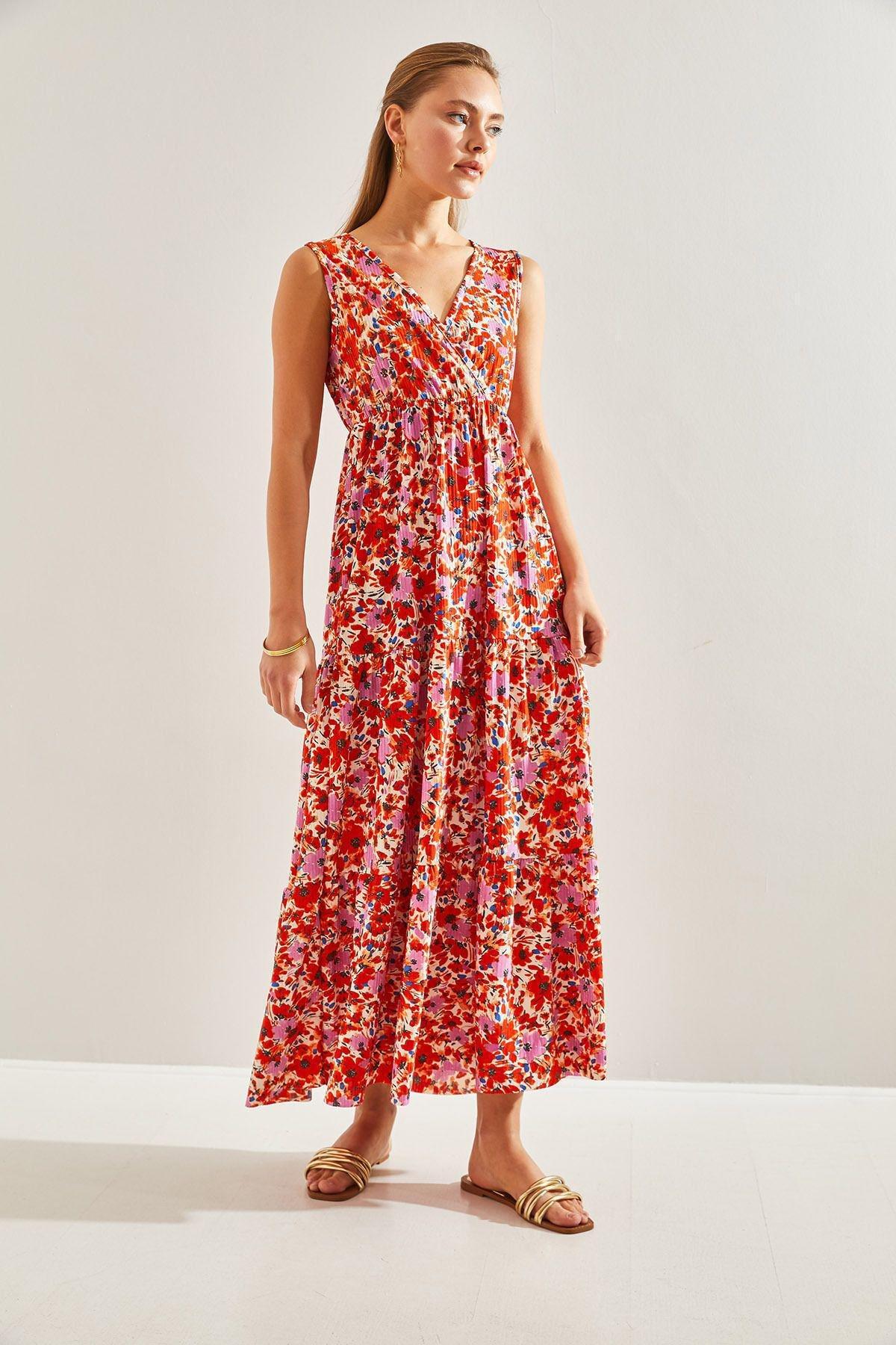 Multicolour Double-Breasted Floral Pattern Dress, C101_5710, large image number 3