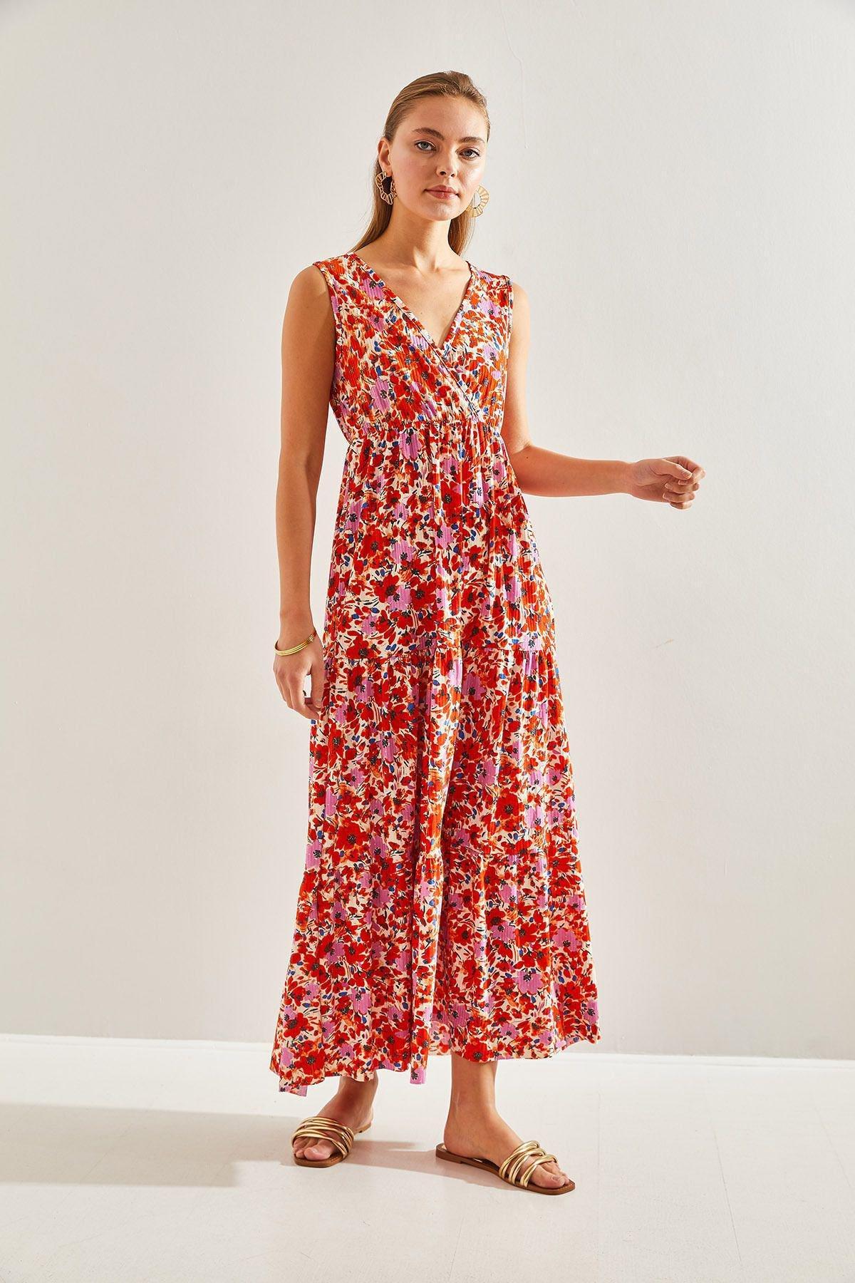 Multicolour Double-Breasted Floral Pattern Dress, C101_5710, large image number 4