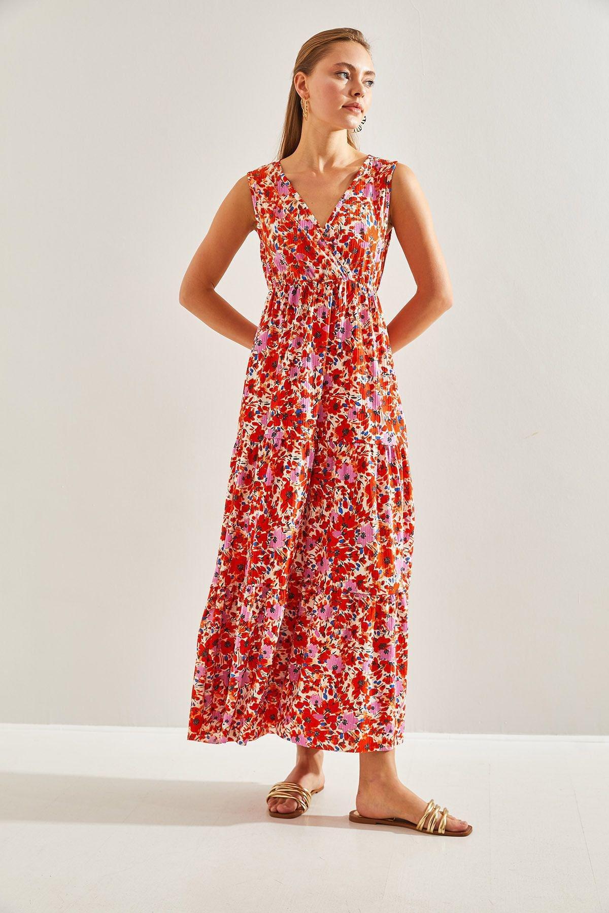 Multicolour Double-Breasted Floral Pattern Dress, C101_5710, large image number 5