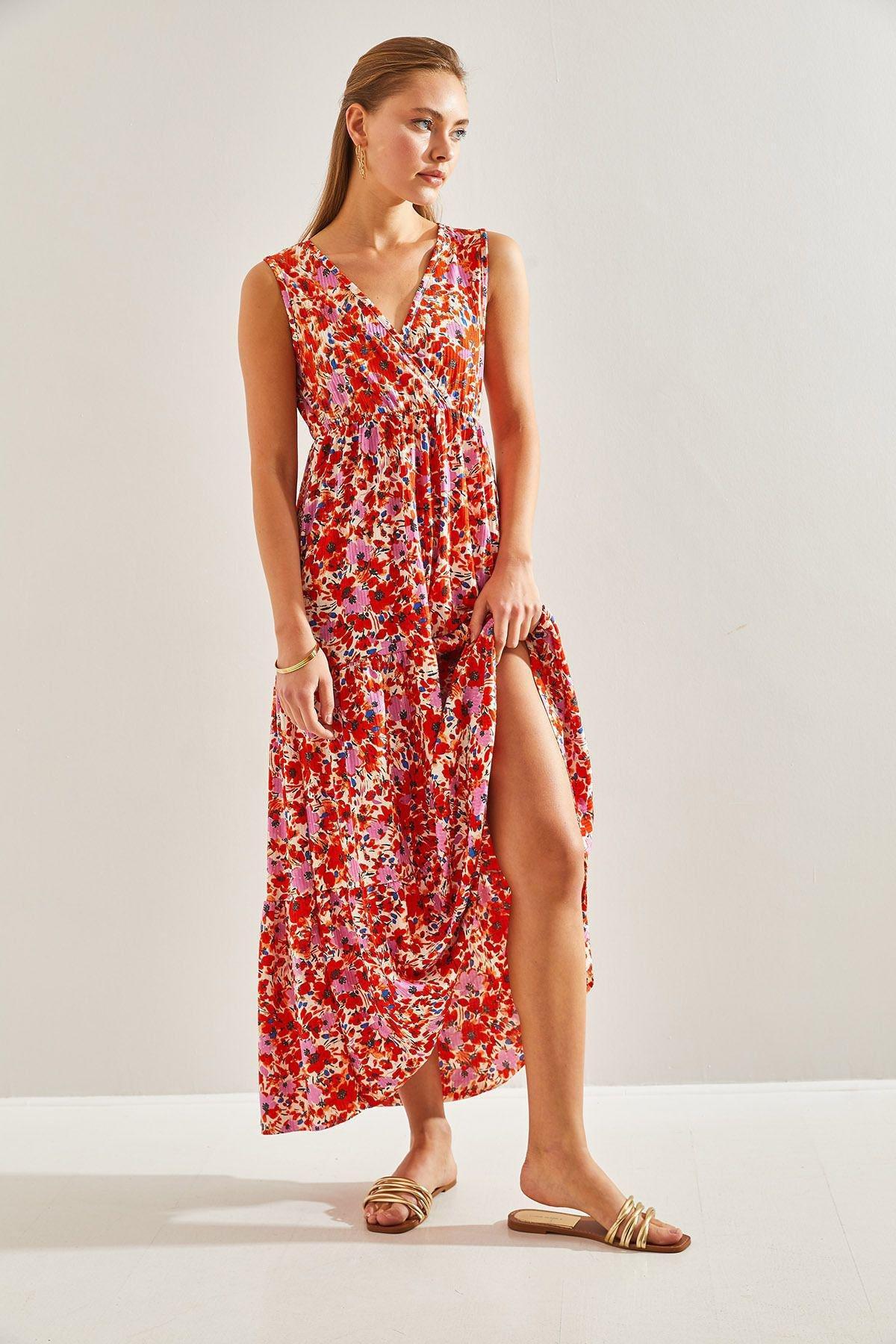 Multicolour Double-Breasted Floral Pattern Dress, C101_5710, large image number 6