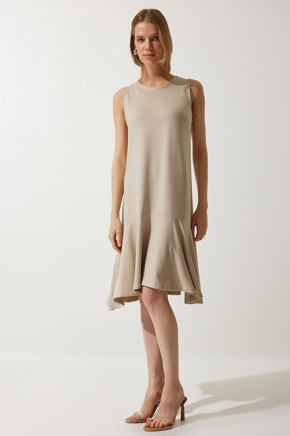 Beige Flounce Bell Dress, , large image number 0