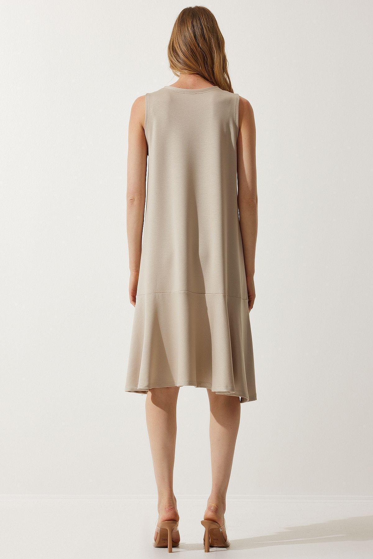 Beige Flounce Bell Dress, , large image number 2
