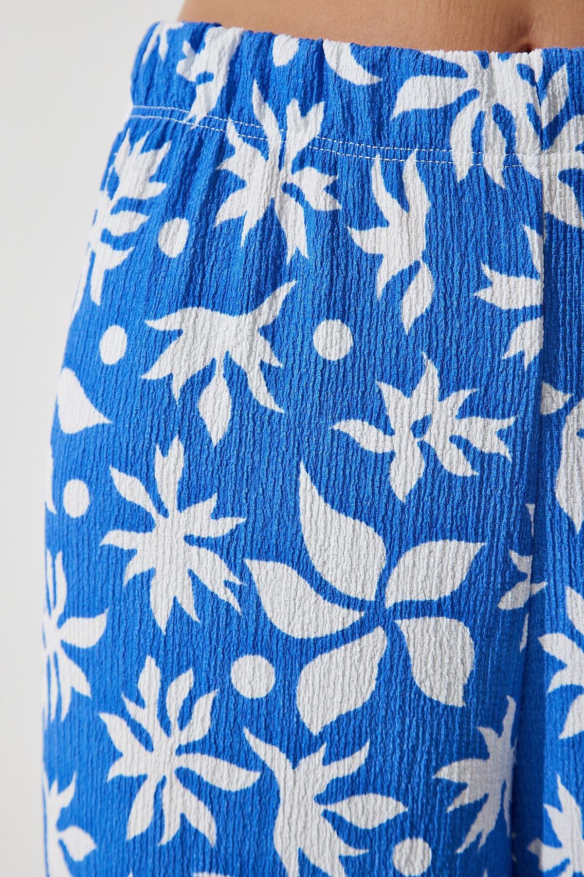 Blue Patterned Cropped Co-Ord Set, , large image number 5