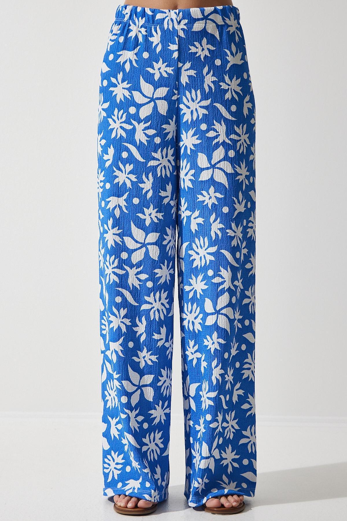 Blue Patterned Cropped Co-Ord Set, , large image number 6