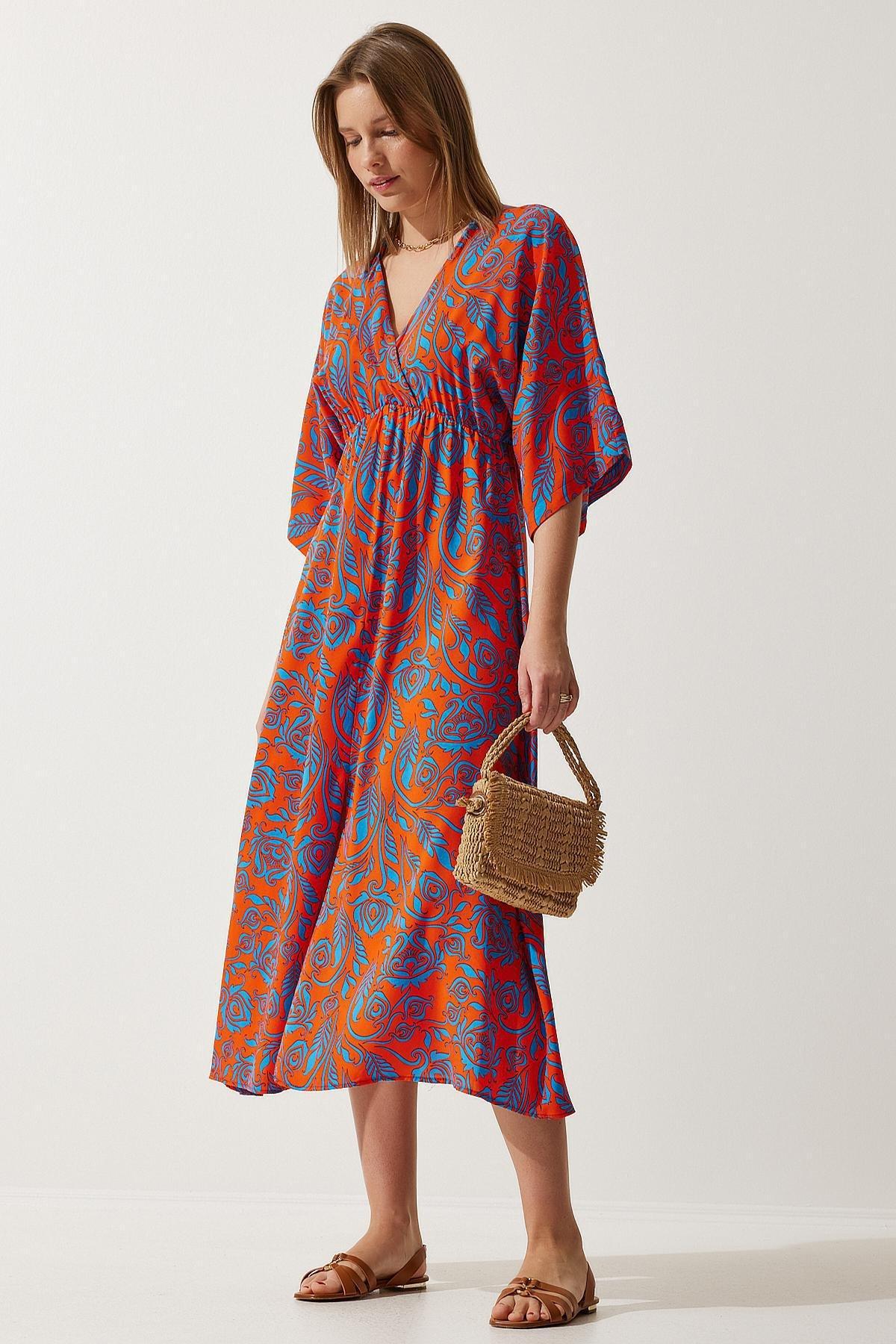 Multicolour Wrap Over Neck Patterned Dress, , large image number 0