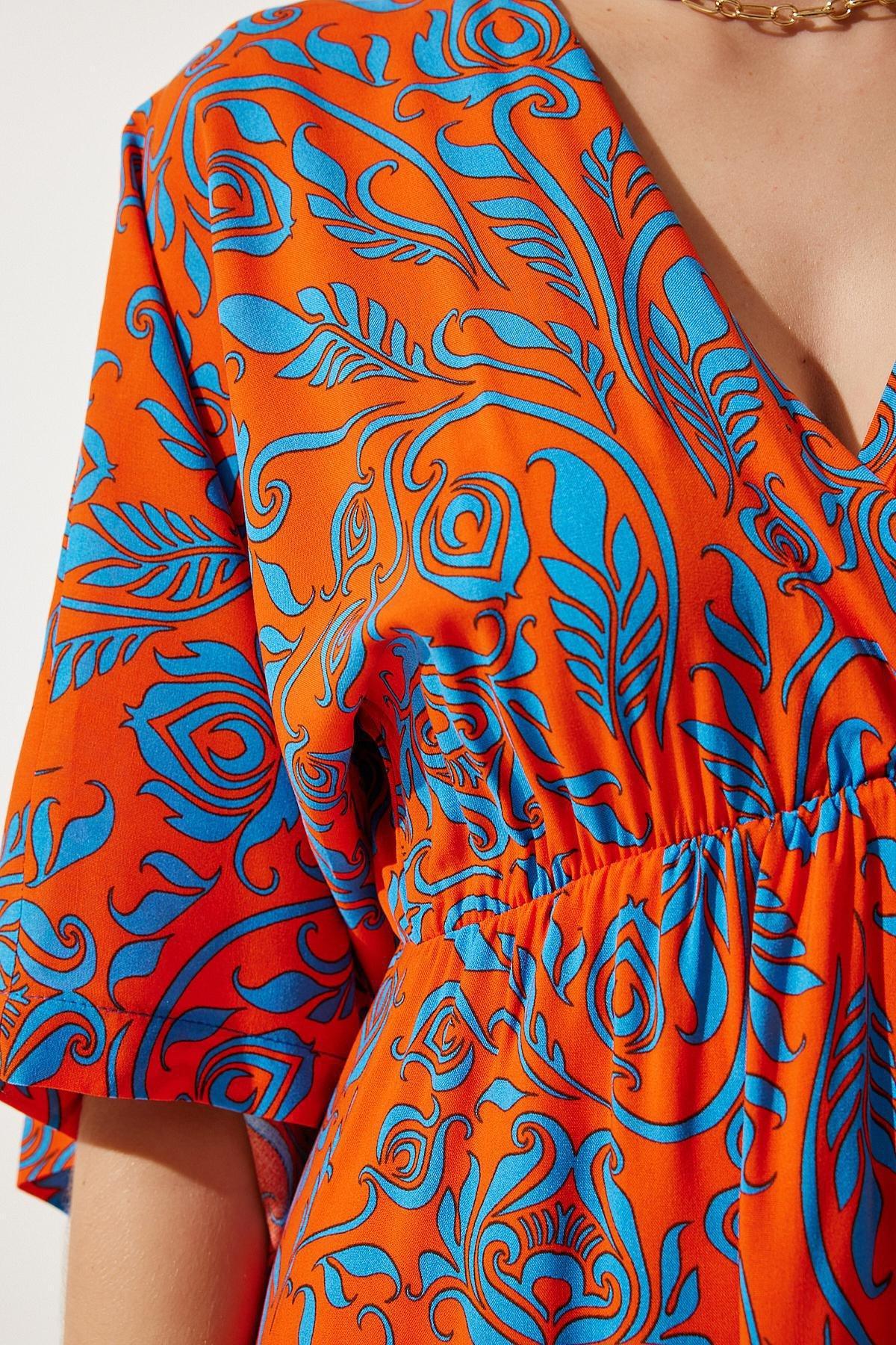 Multicolour Wrap Over Neck Patterned Dress, , large image number 3