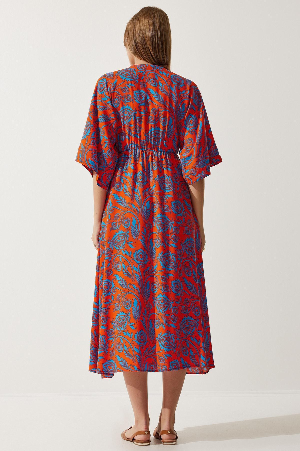 Multicolour Wrap Over Neck Patterned Dress, , large image number 4