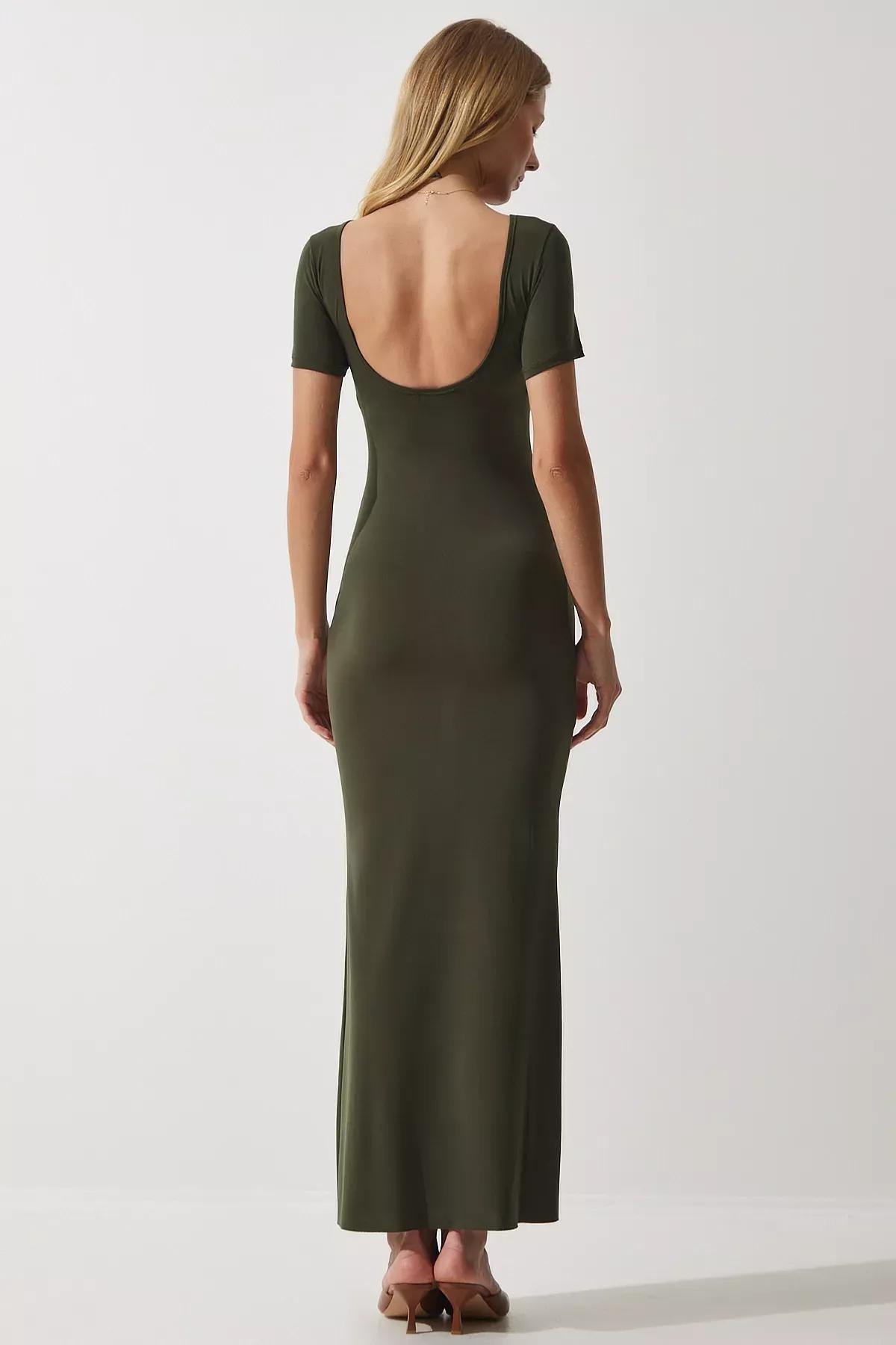 Khaki Bodycon Casual Maxi Dress, , large image number 4