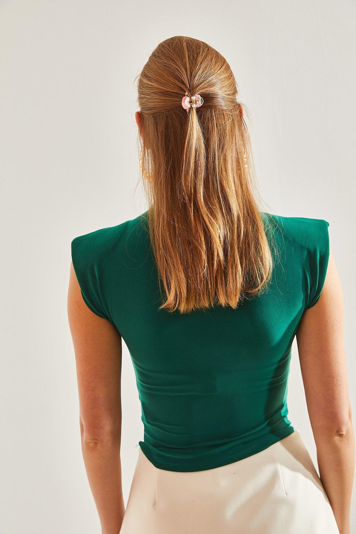 Green Padded Plain Blouse, C101_1583, large image number 2