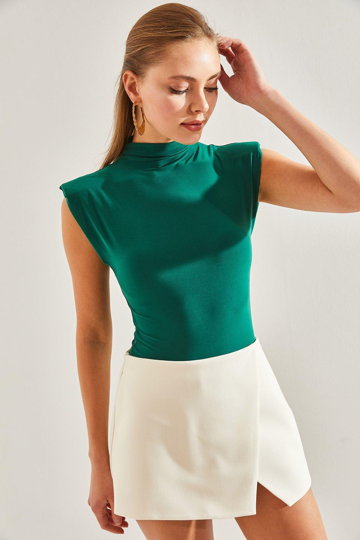 Green Padded Plain Blouse, C101_1583, large image number 5