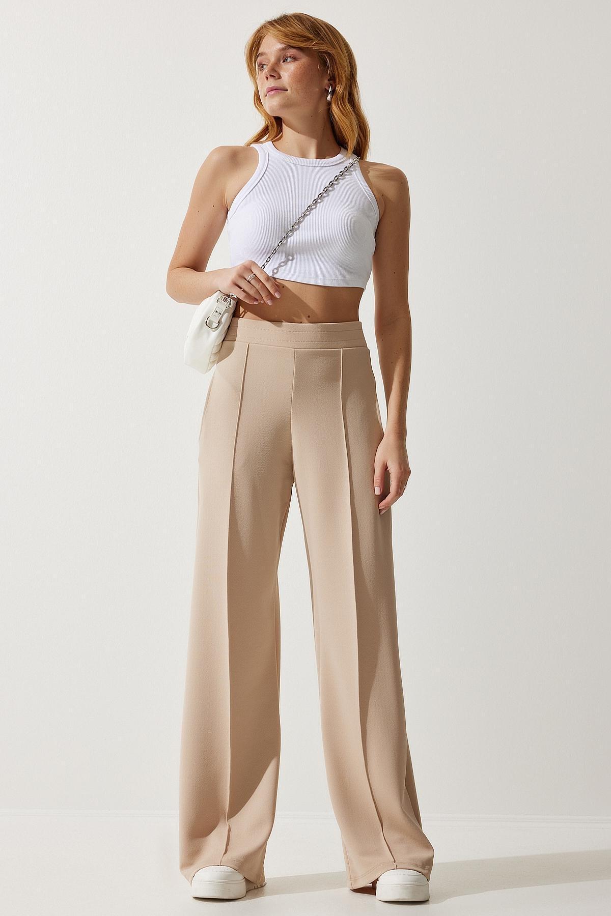 Cream Stretchy Tracksuit Pants, , large image number 0