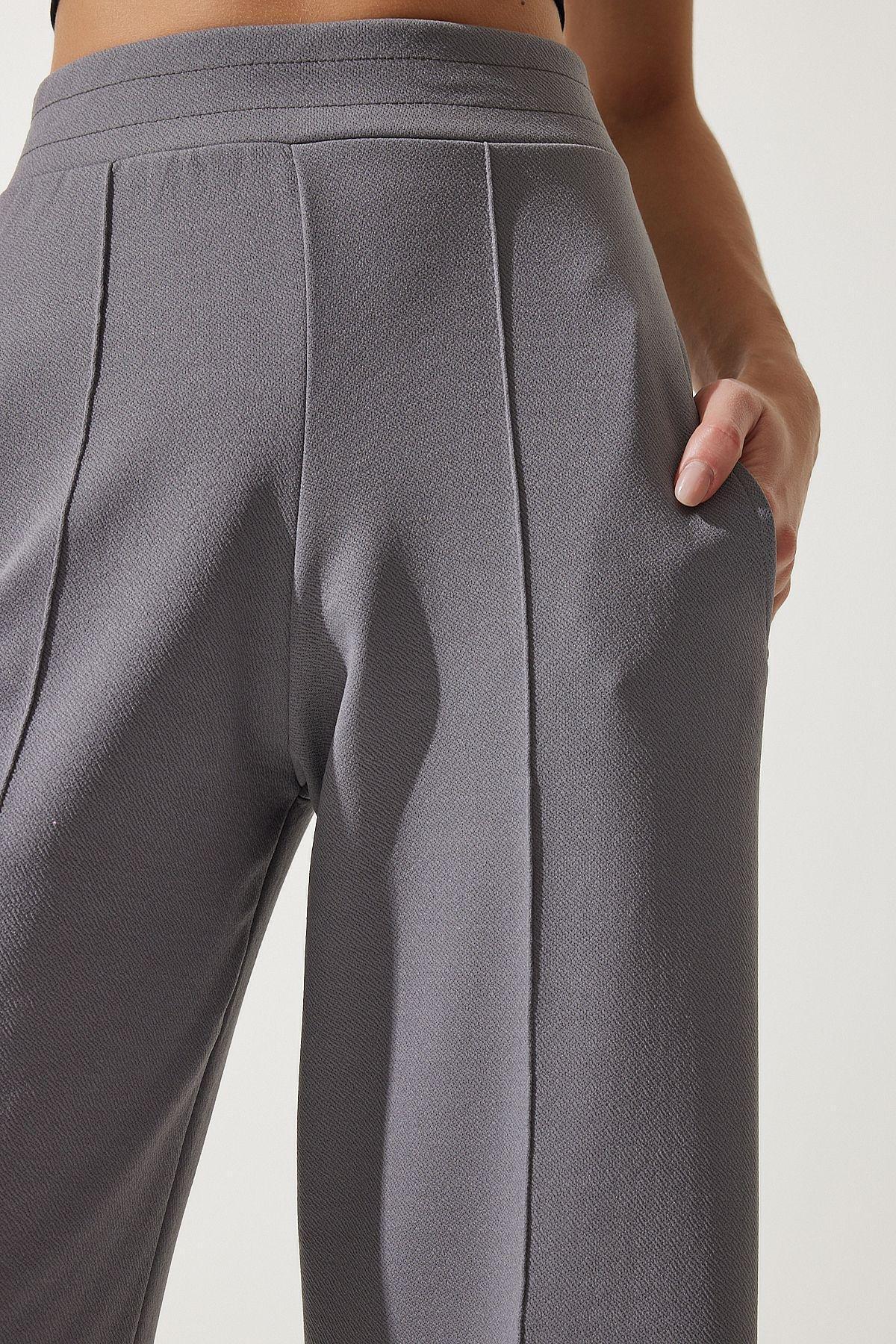 Grey Flexible Palazzo Trousers, C101_5662, large image number 2