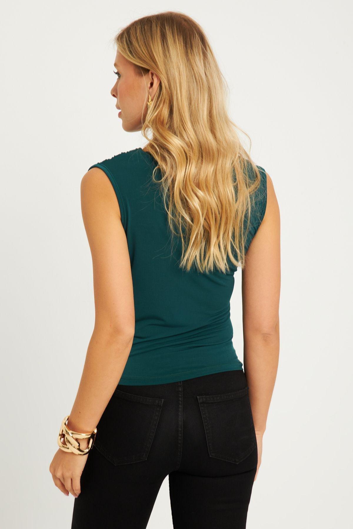 Green Ruched Blouse, , large image number 3