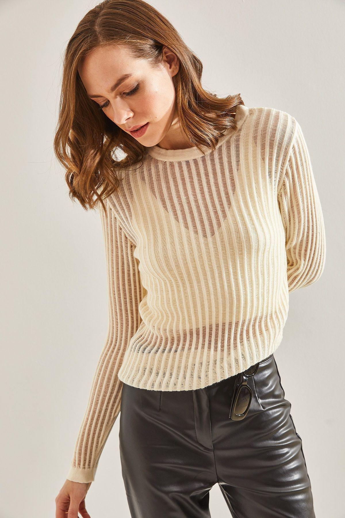 White Knitted Bustier, Cream, large image number 0