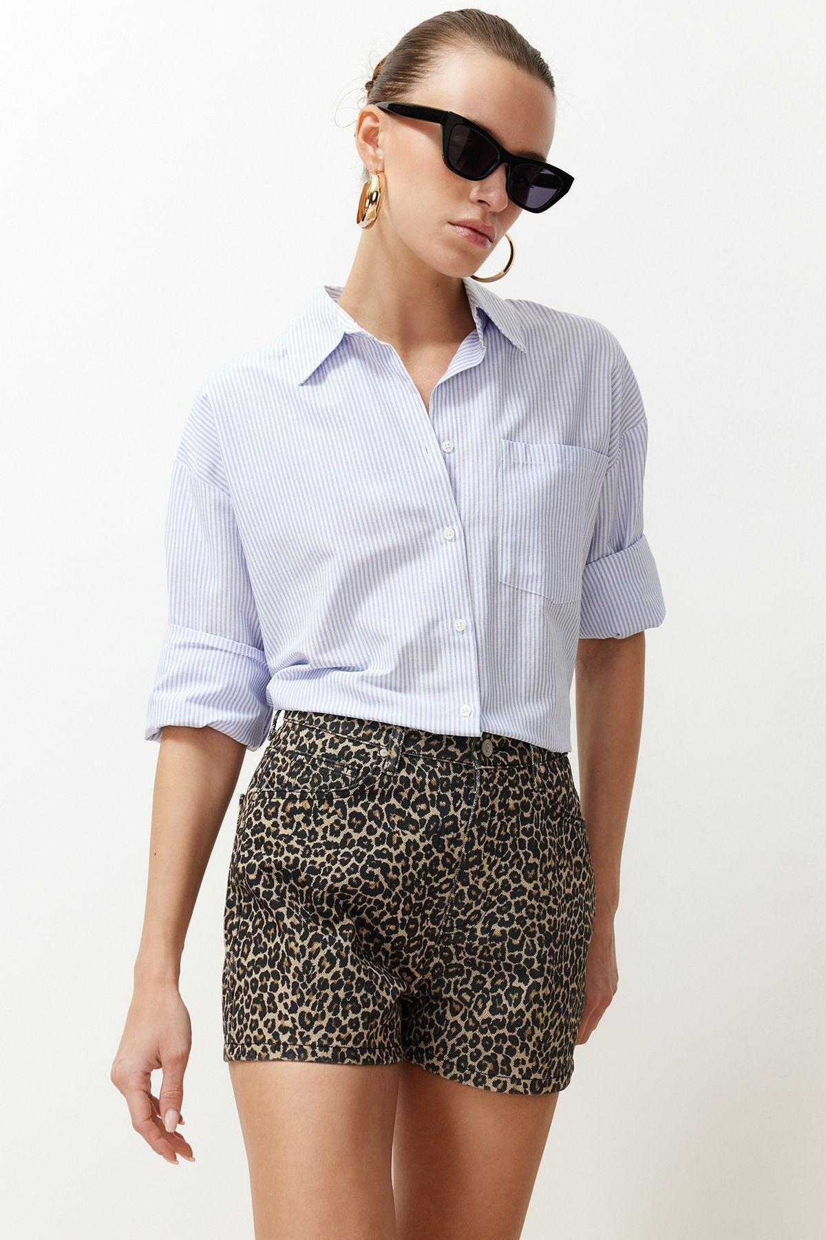 Multicolour Leopard Print Shorts, , large image number 0