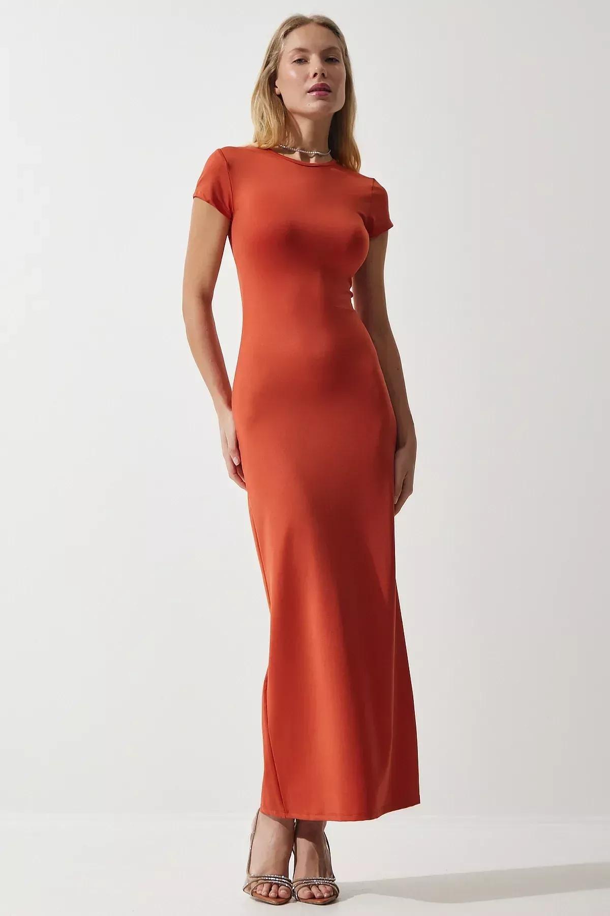 Orange Wraparound Sandy Dress, , large image number 1
