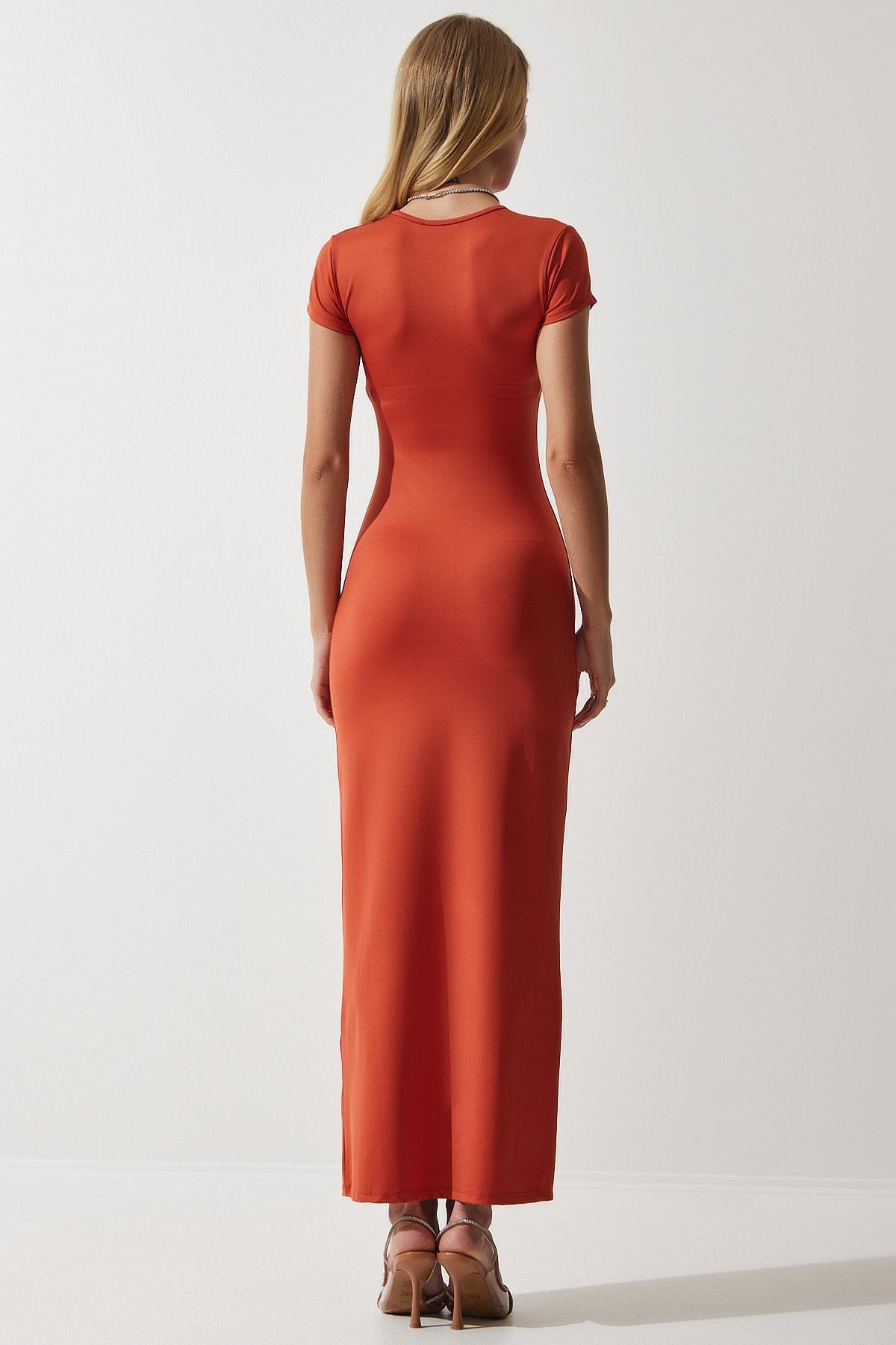 Orange Wraparound Sandy Dress, , large image number 4