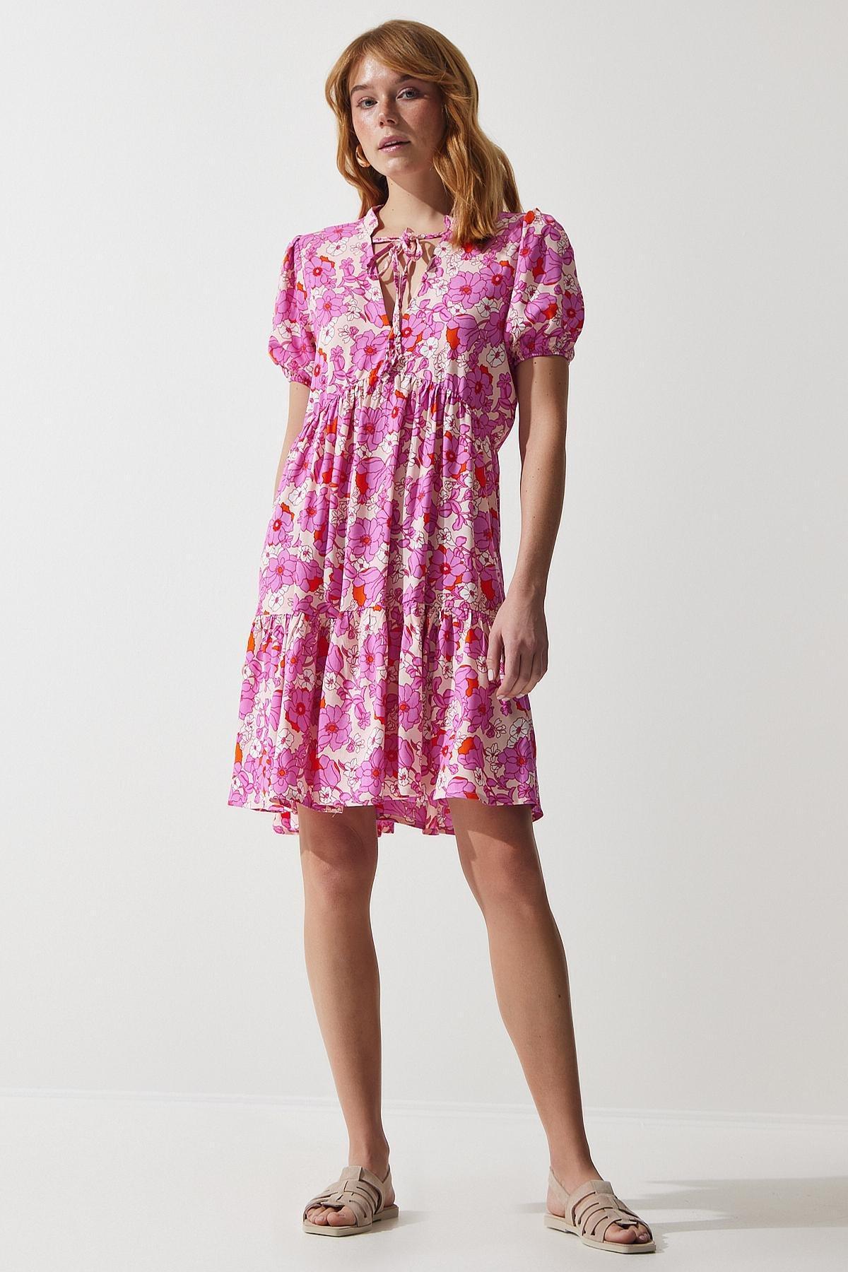 Pink Floral Flared Dress, , large image number 2