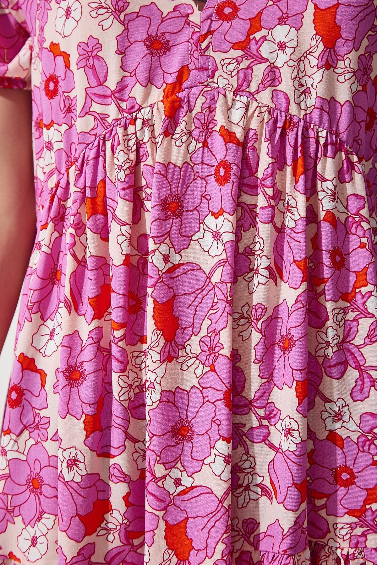 Pink Floral Flared Dress, , large image number 3