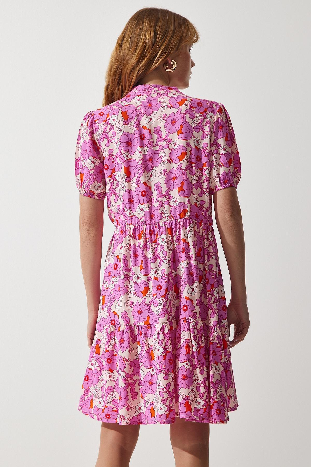 Pink Floral Flared Dress, , large image number 4