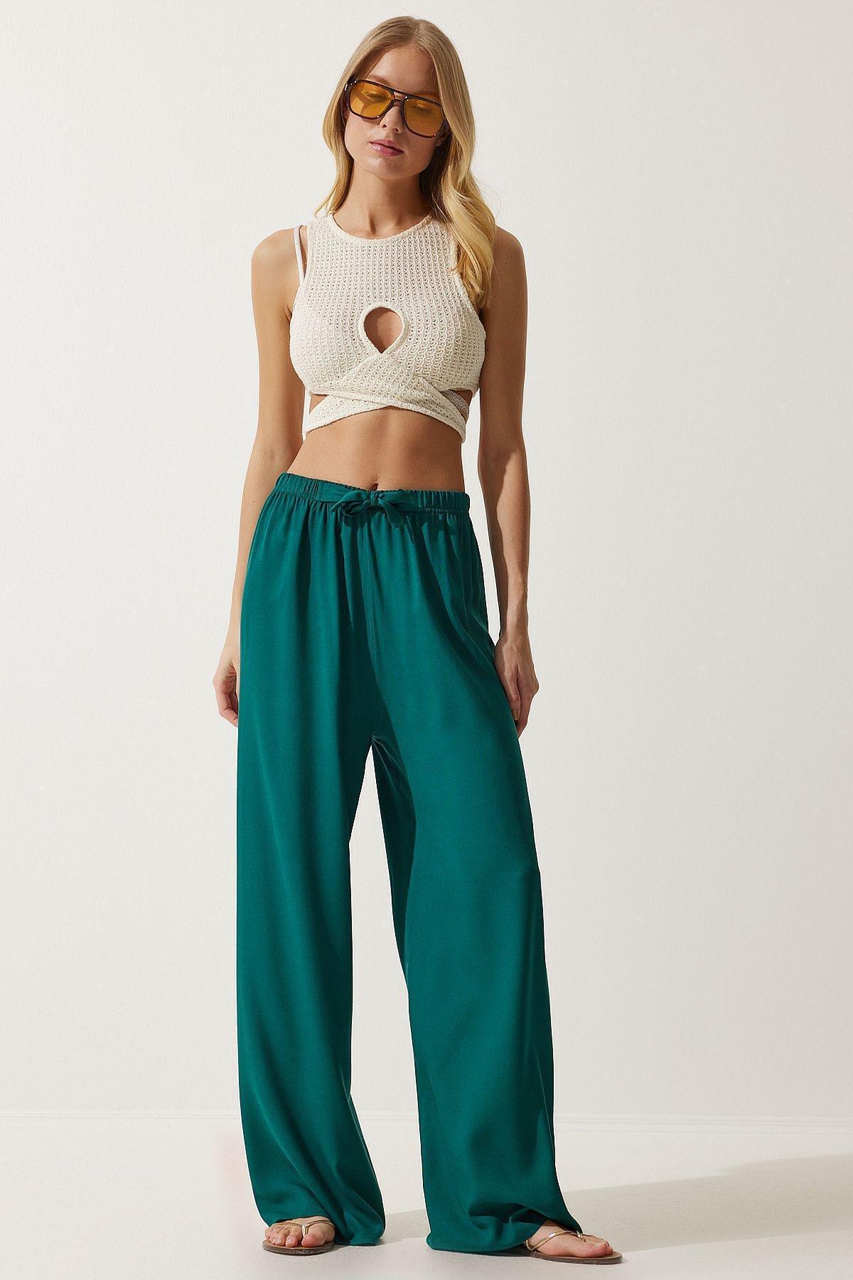 Green Palazzo Trousers, C101_1583, large image number 1