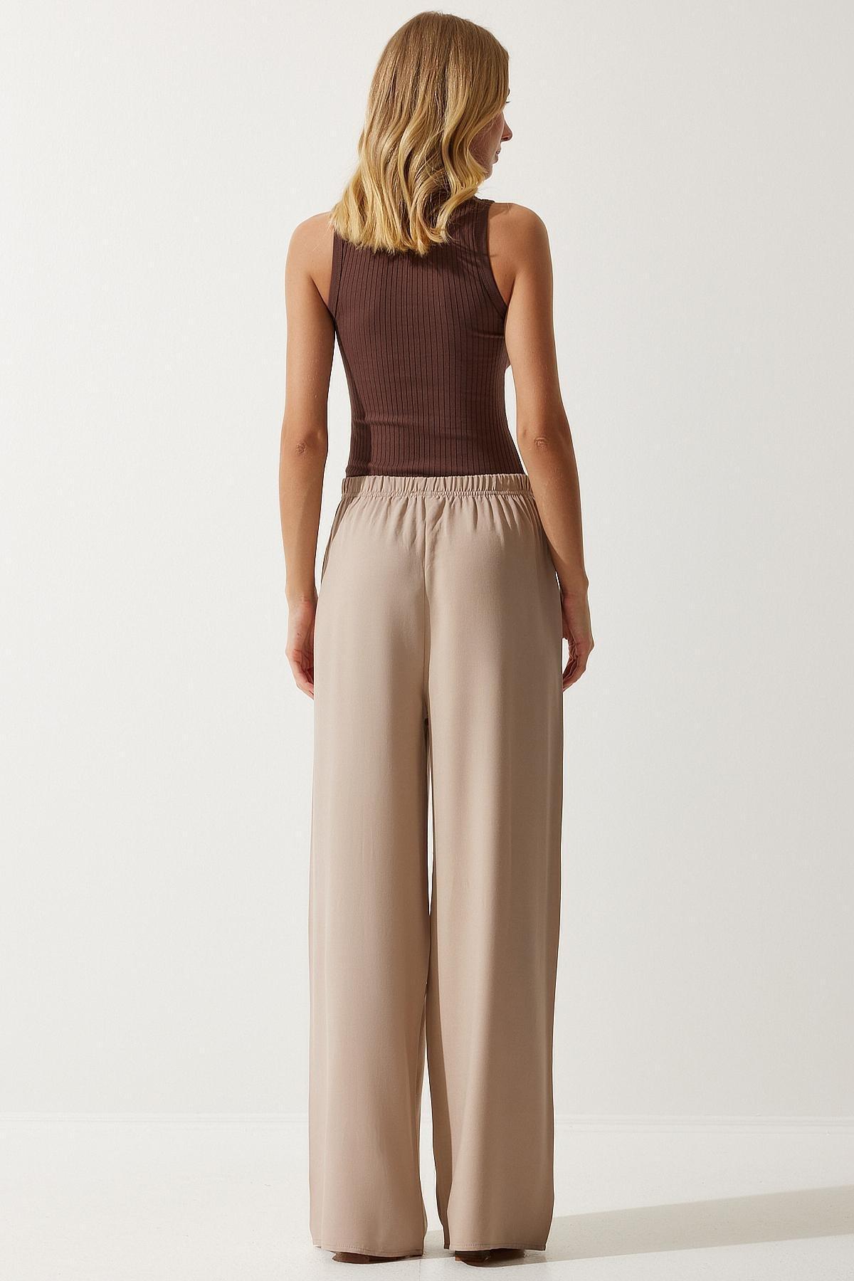 Beige Flowy Long Trousers, , large image number 4