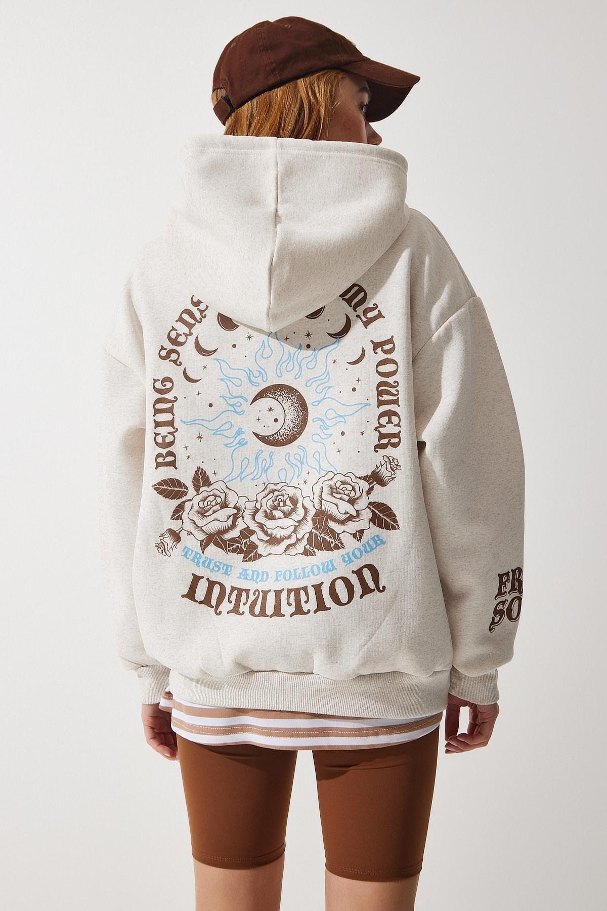 Beige Hooded Sweatshirt, Beige, large image number 7